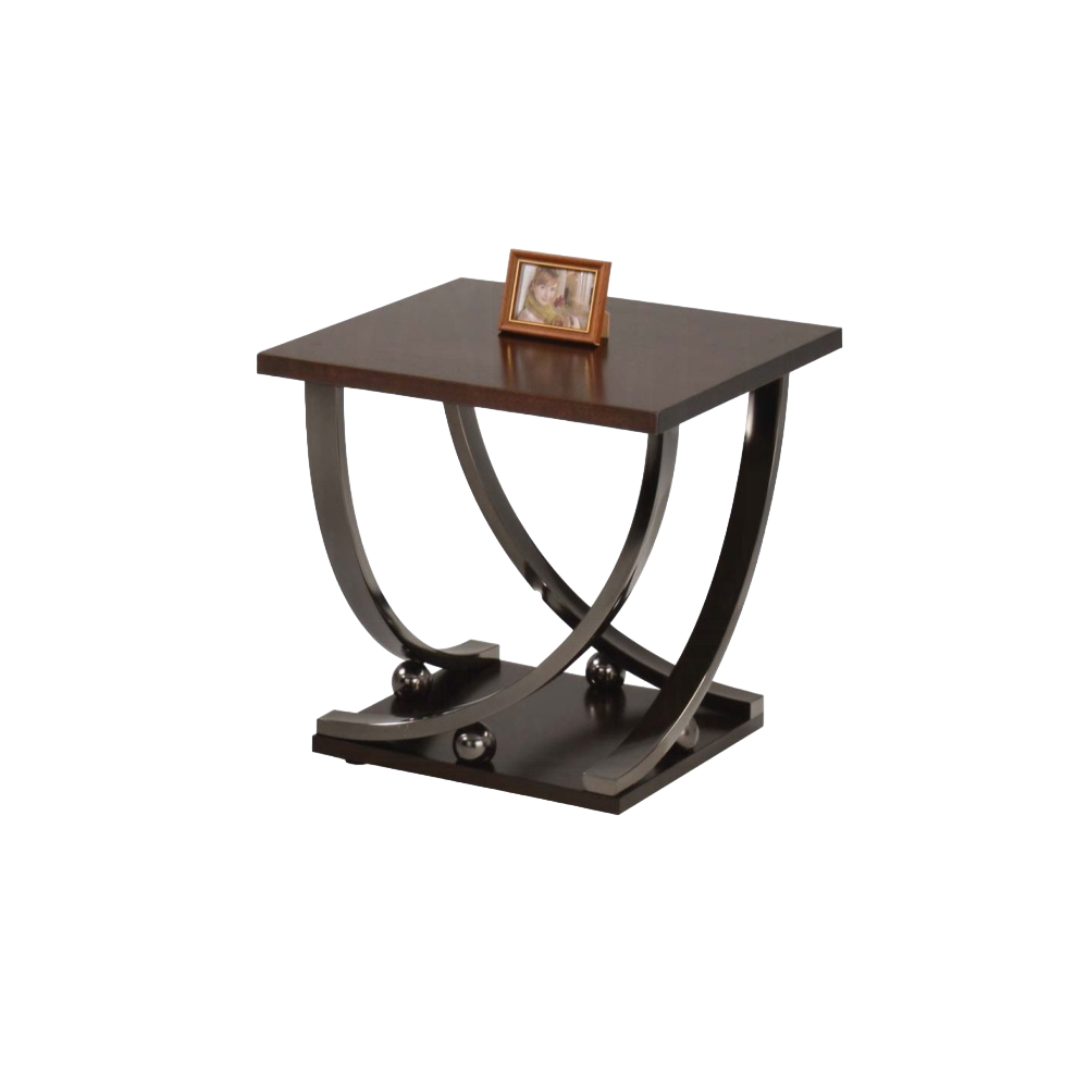 Black Nickel End Table with Bottom Shelf