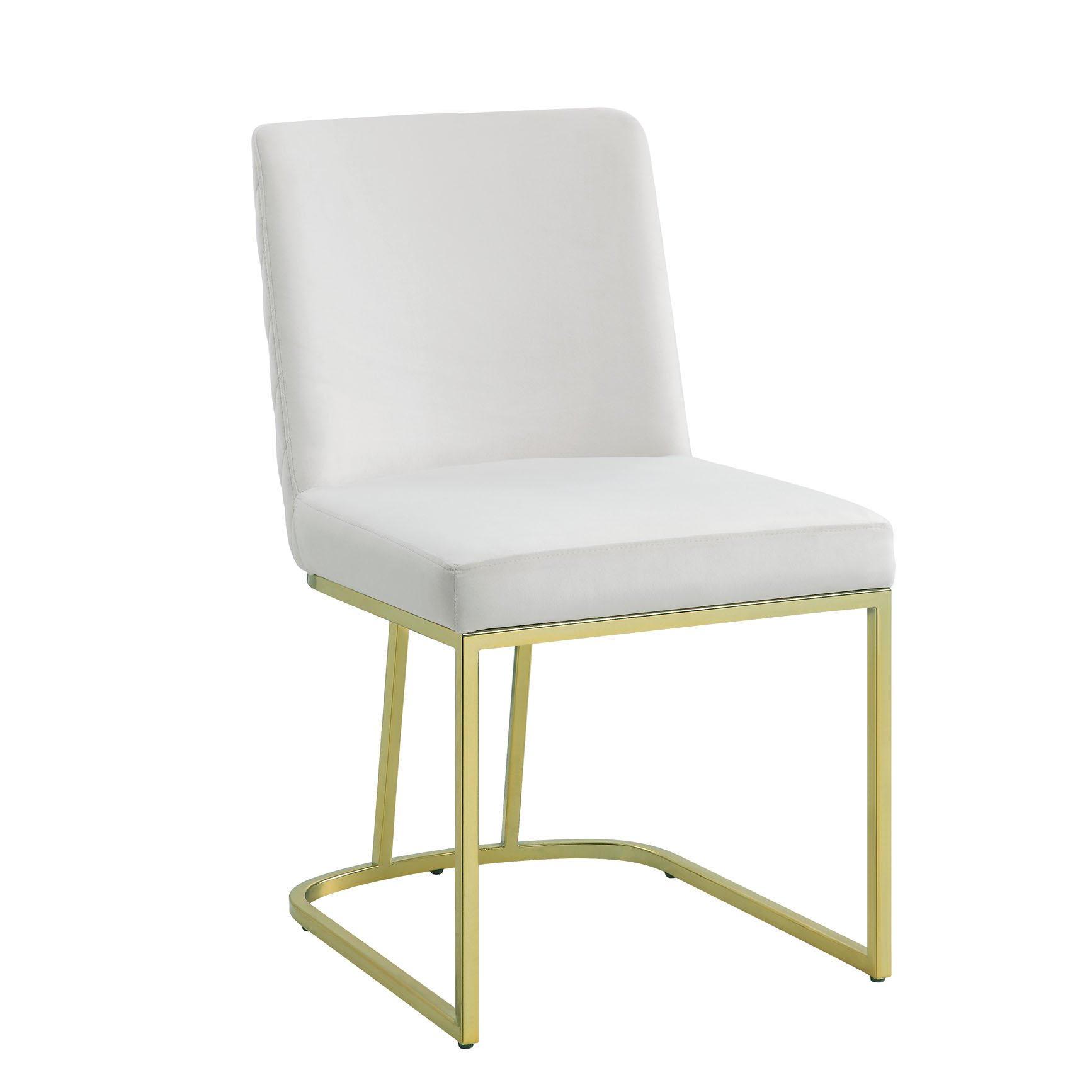 White and Gold Side Chair with Metal Base (Set of 2)