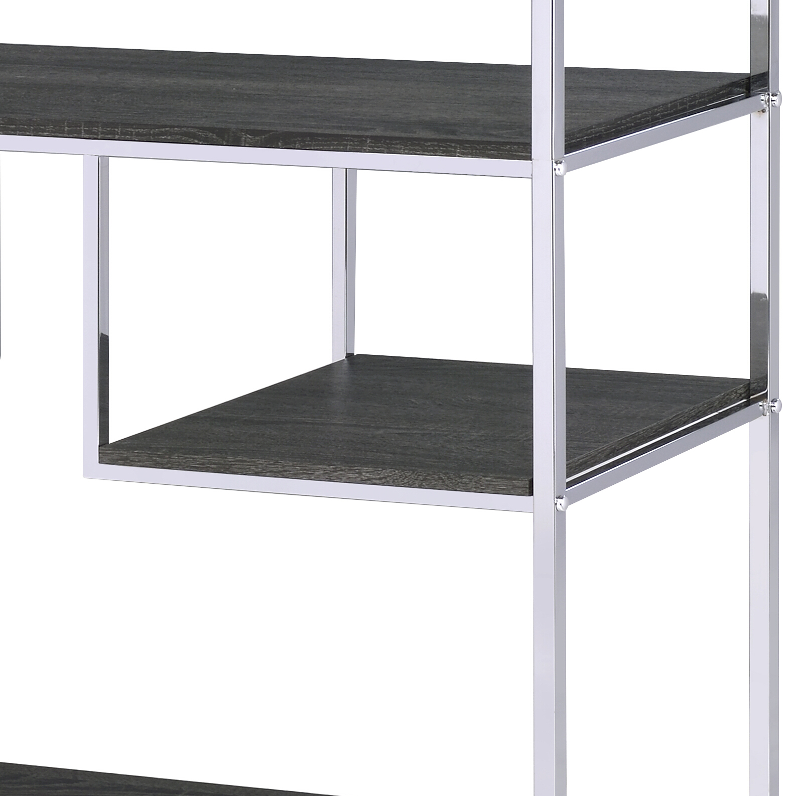 Rustic Grey Oak and Chrome 8-Shelf Bookshelf