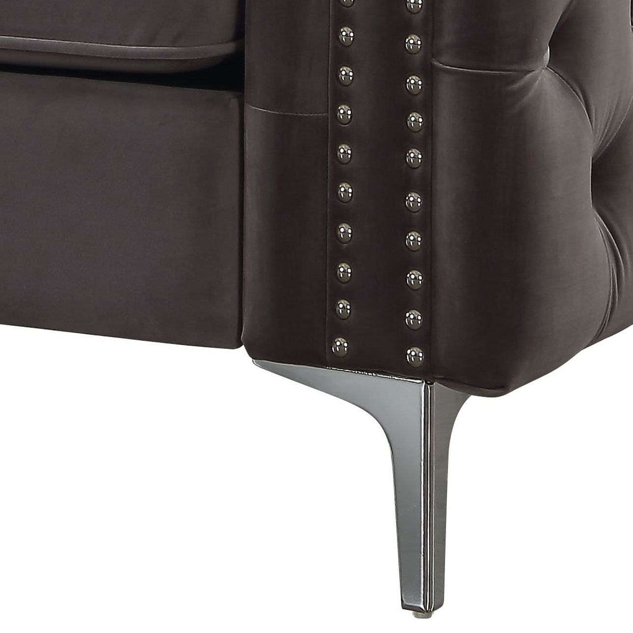 Dark Grey Tufted Pillow Back Accent Chair