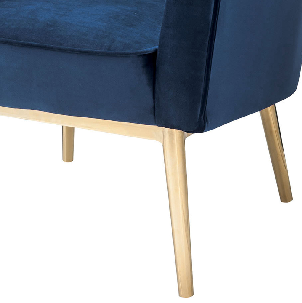 Midnight Blue and Gold Tufted Accent Chair