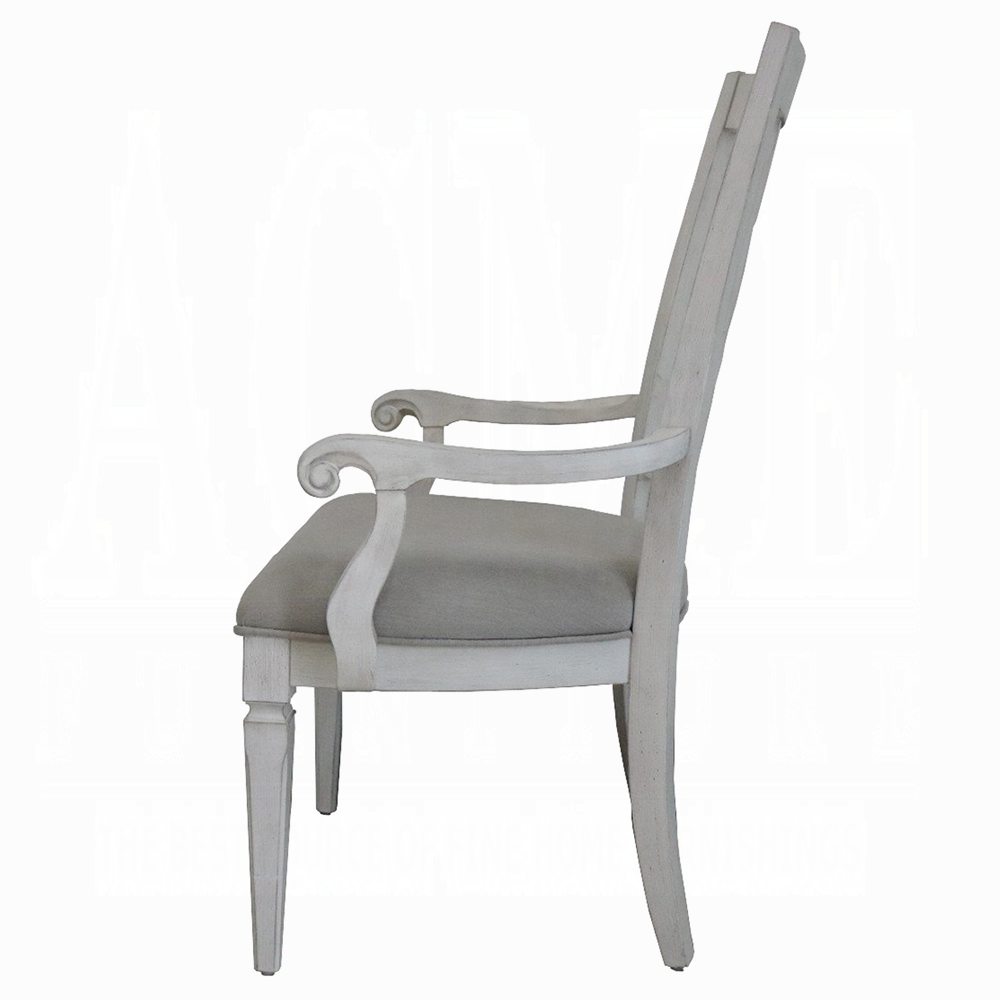 Light Grey and Weathered White Padded Arm Chair (Set of 2)