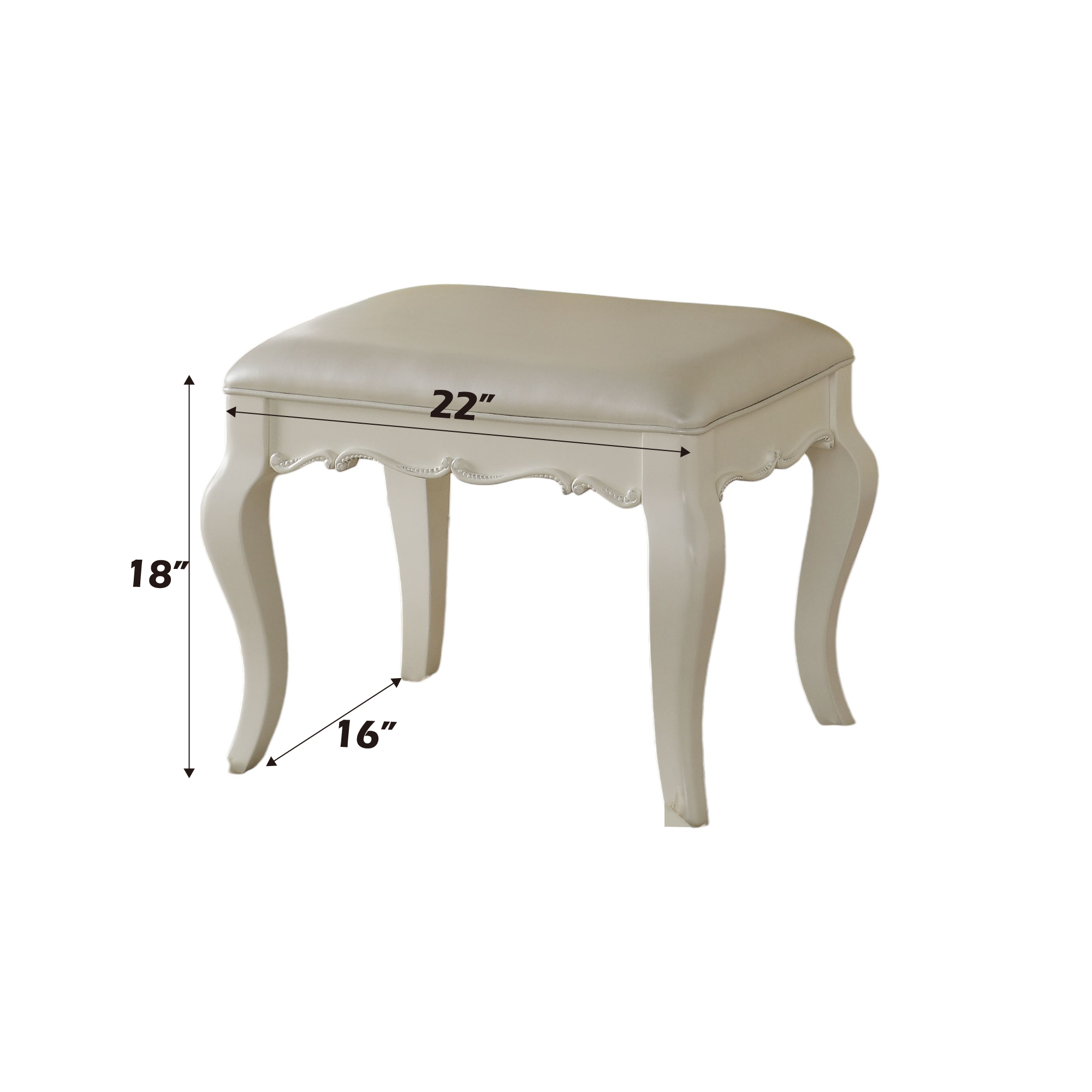 Pearl and Pearl White Padded Vanity Stool