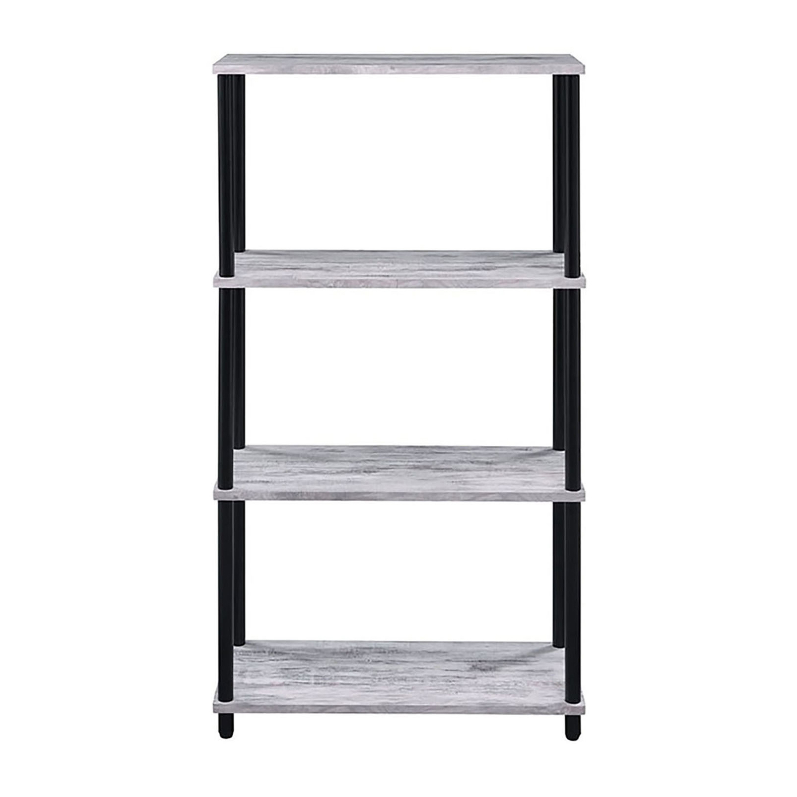 Antique White and Black Bookshelf with 4 Shelf