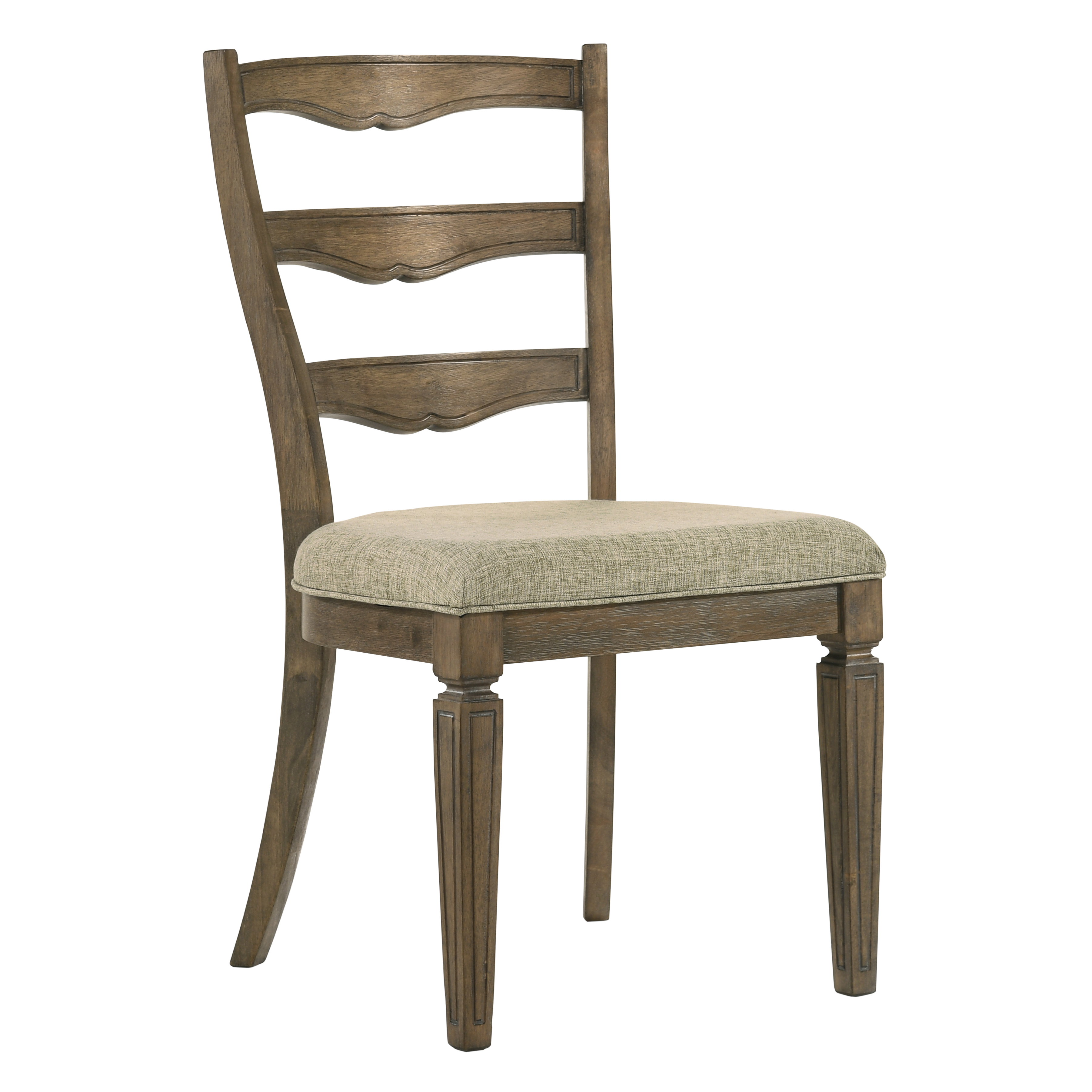 Beige and Weathered Oak Side Chair with Ladder Back (Set of 2)