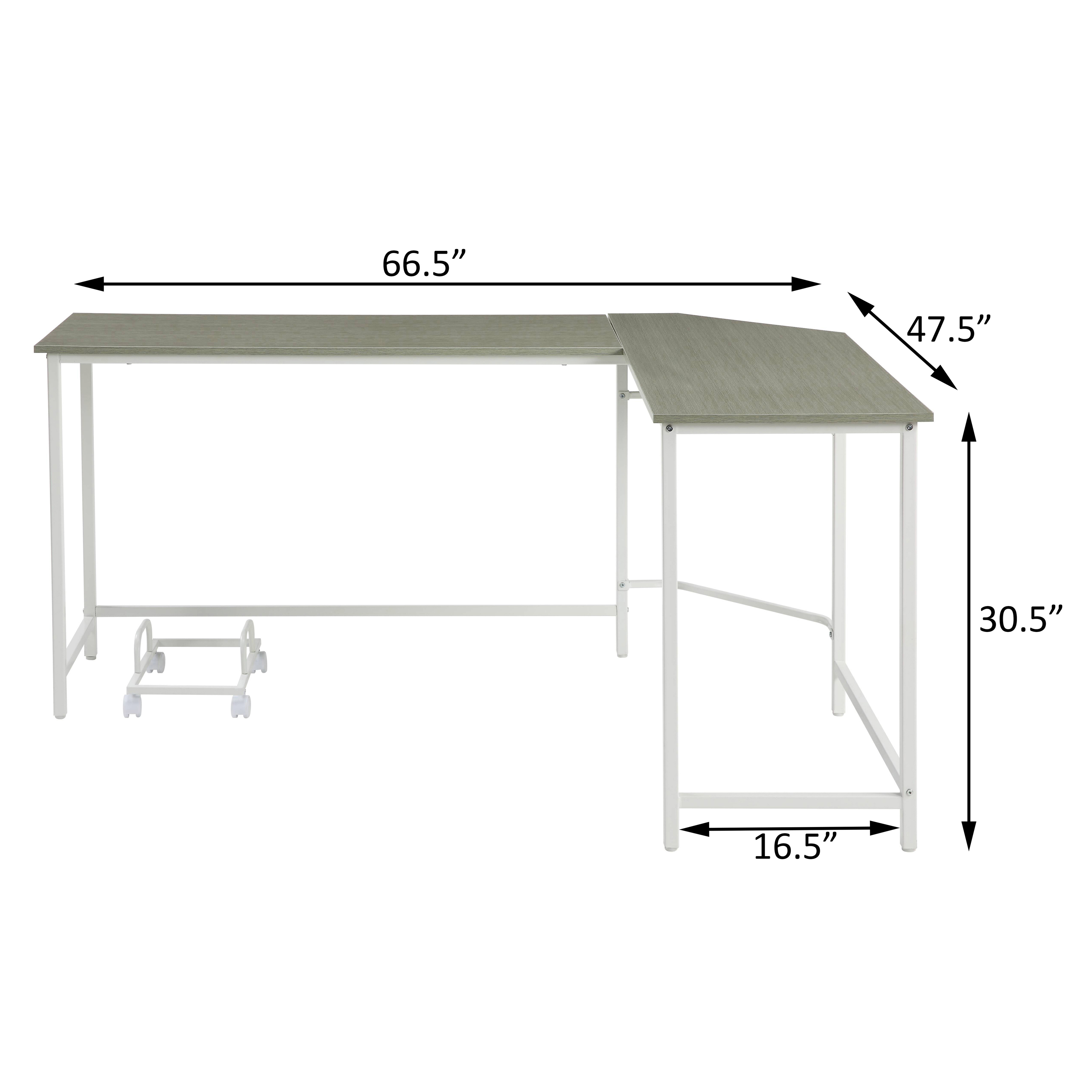 Grey and White L-shape Computer Desk