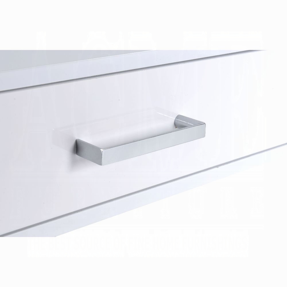 White High Gloss and Chrome 2-Drawer Writing Desk