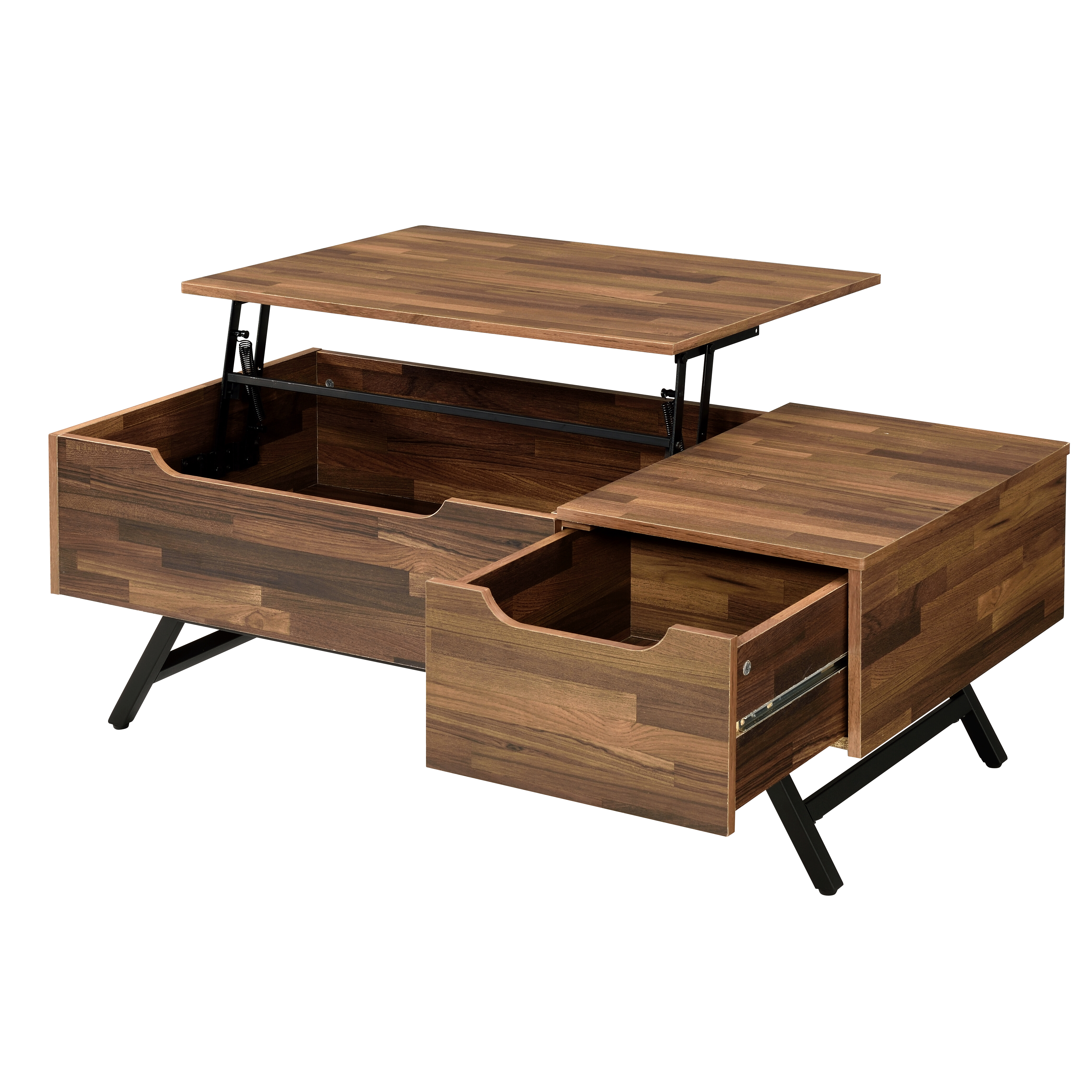 Walnut 1-Drawer Coffee Table with Lift Top