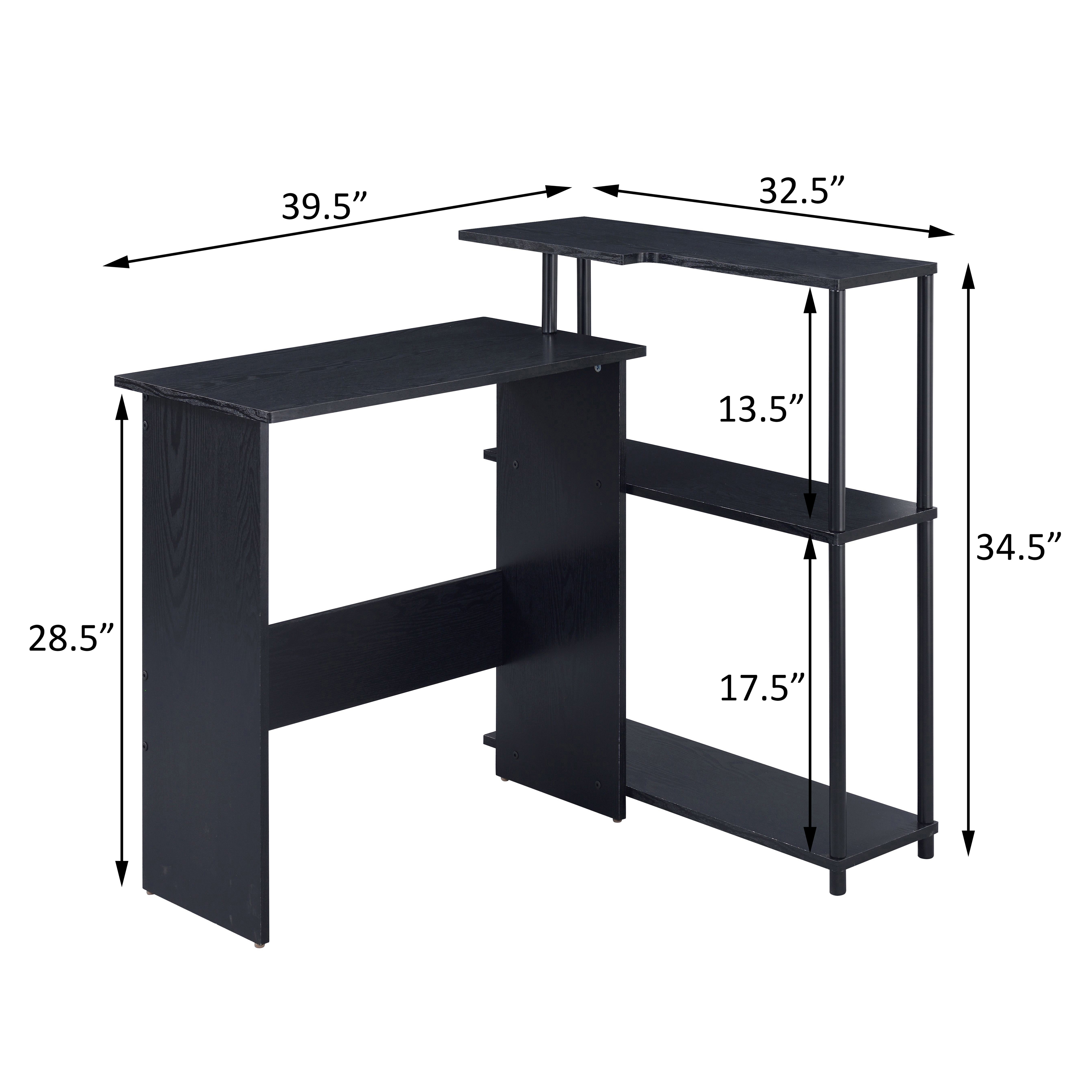 Black Office Desk with Bookshelf