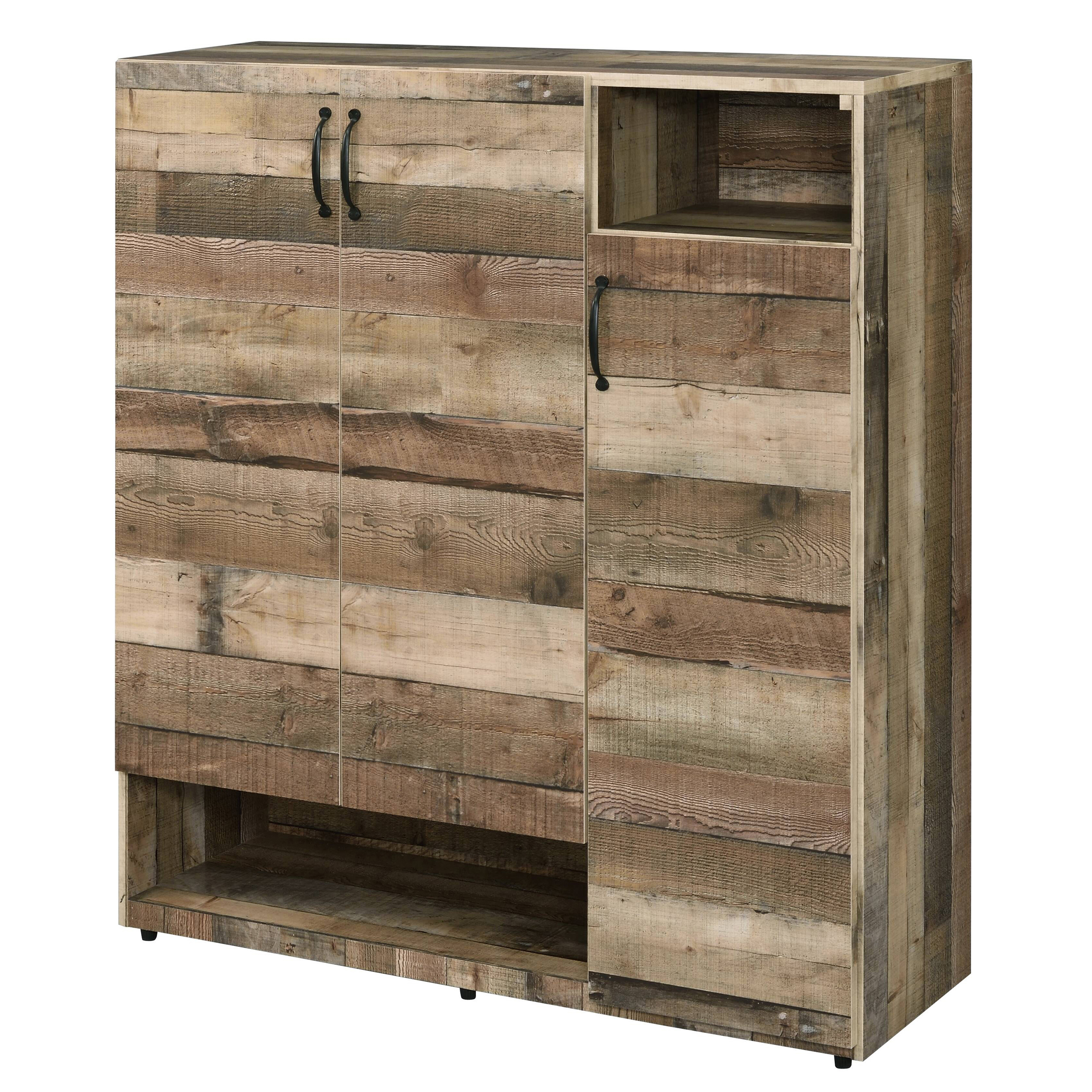 Rustic Grey Oak 3-door Shoe Cabinet