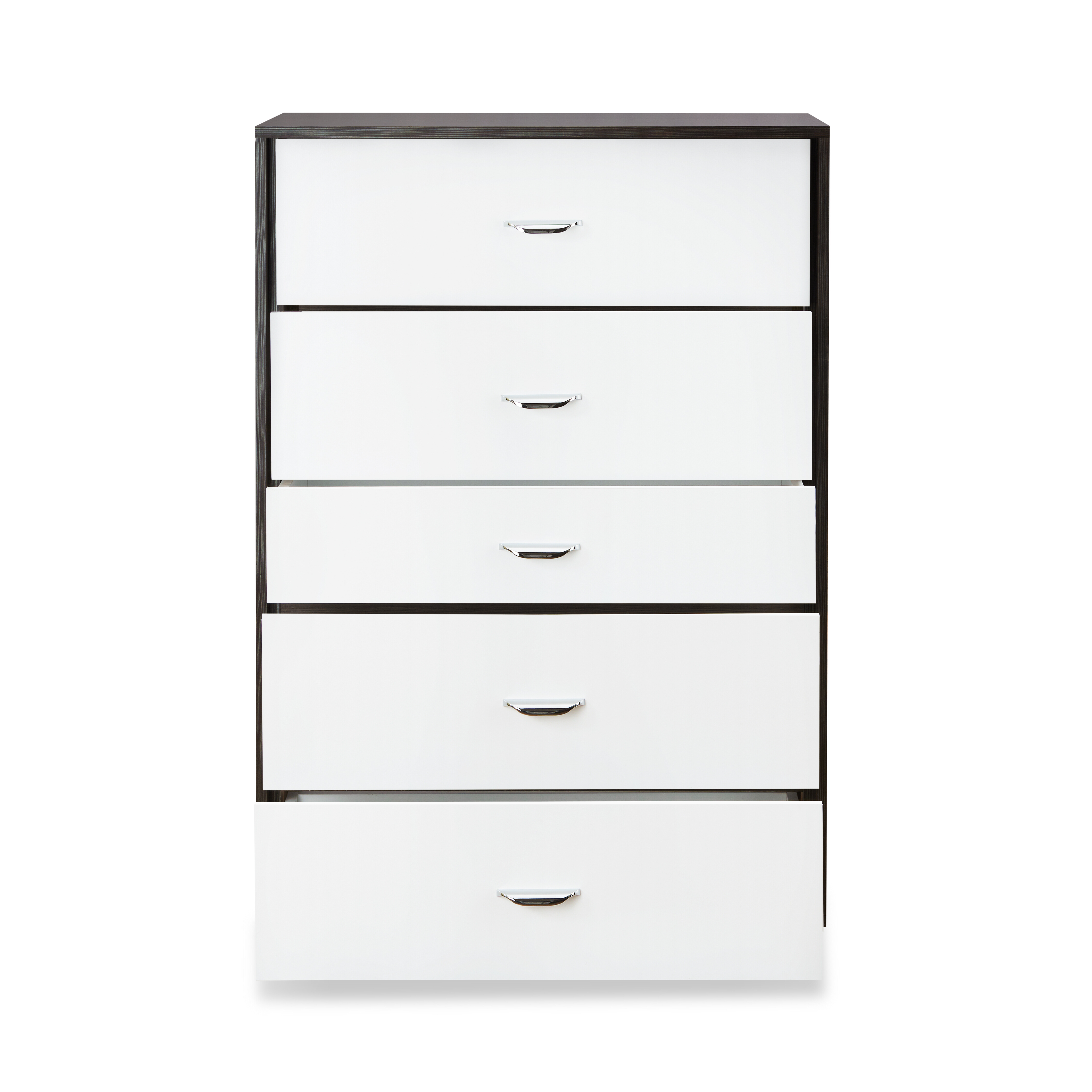 White and Espresso 5-Drawer Chest