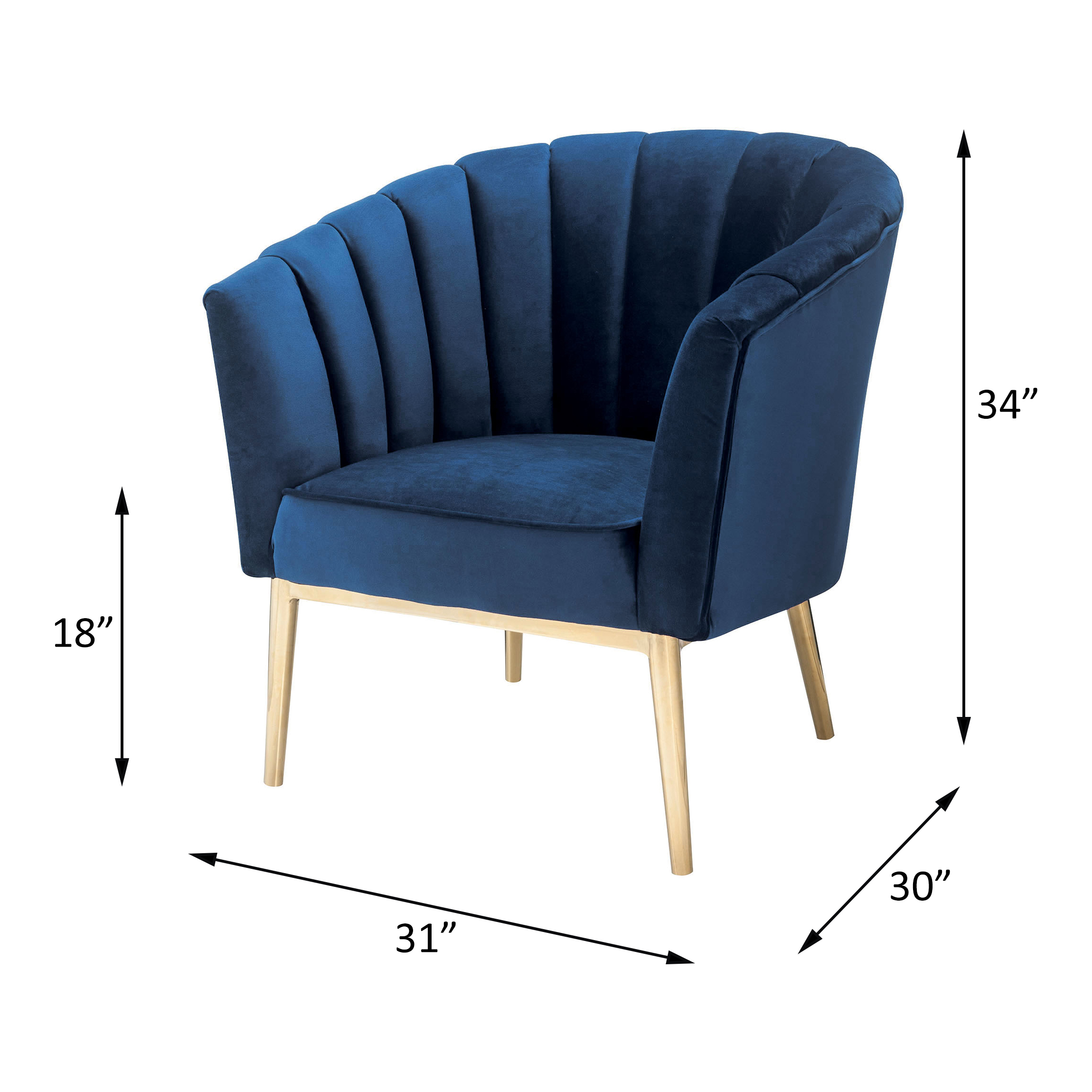 Midnight Blue and Gold Tufted Accent Chair