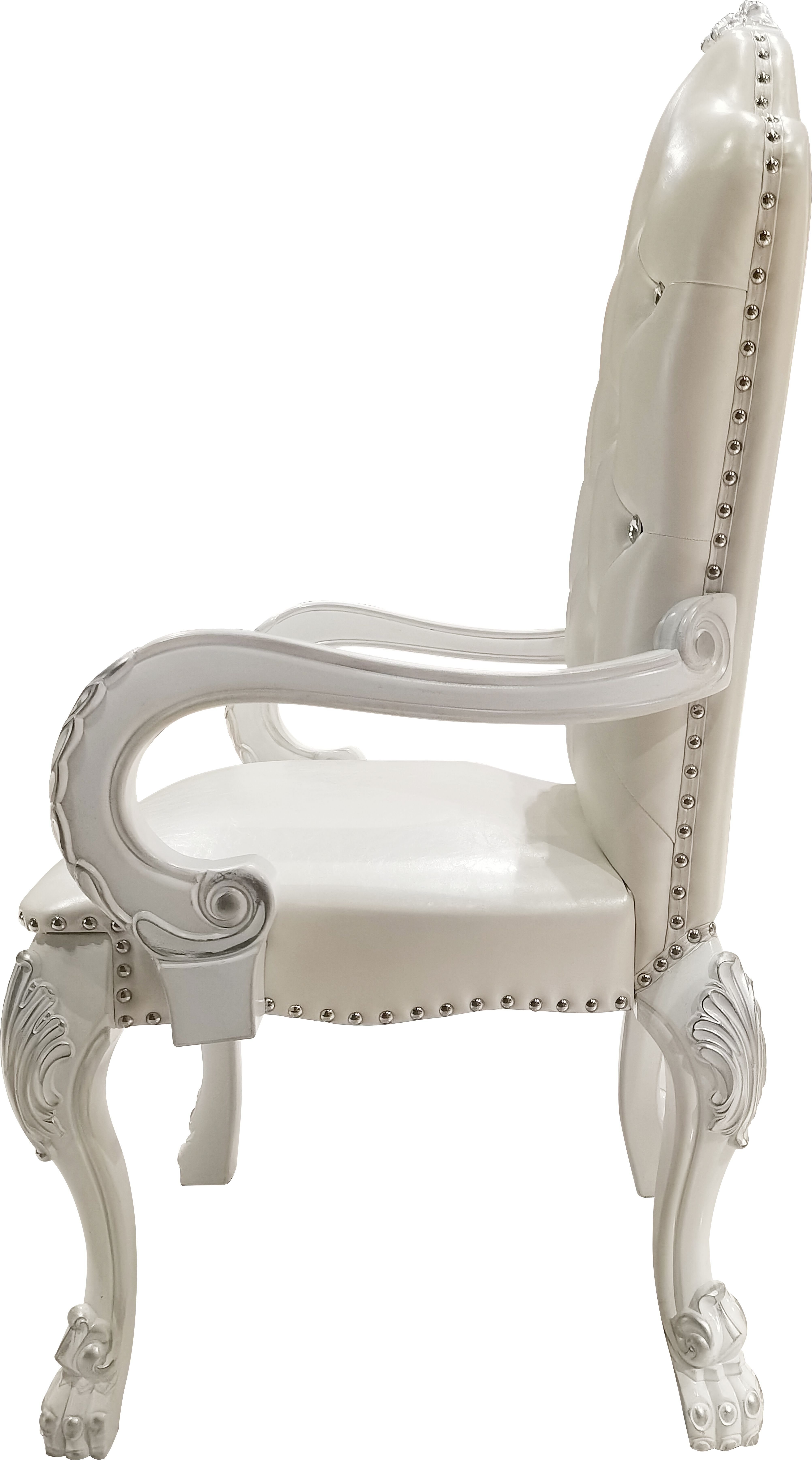 Ivory and Bone White Arm Chair with Button Tufted (Set of 2)