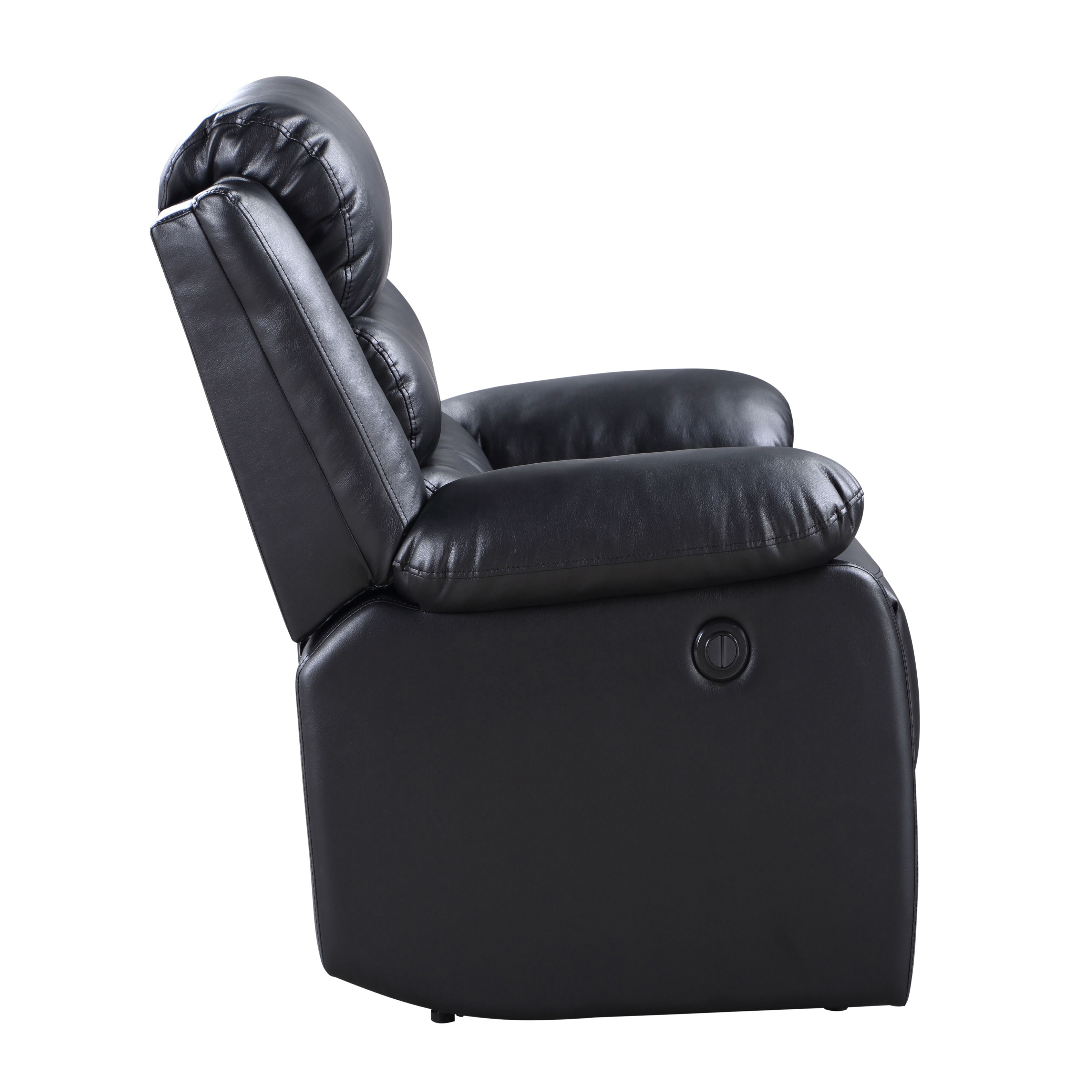 Black Power Recliner with Pillow Top Arms