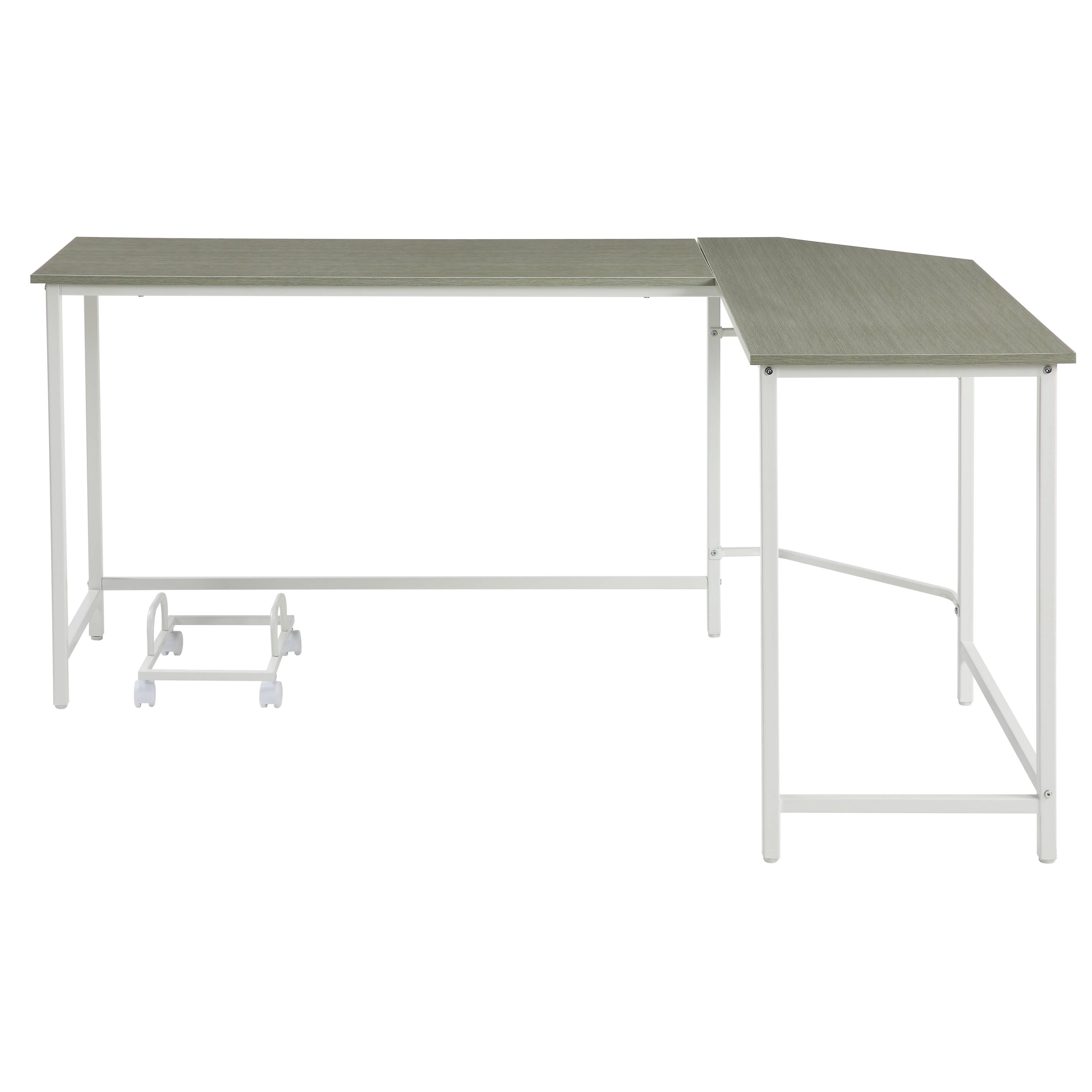 Grey and White L-shape Computer Desk