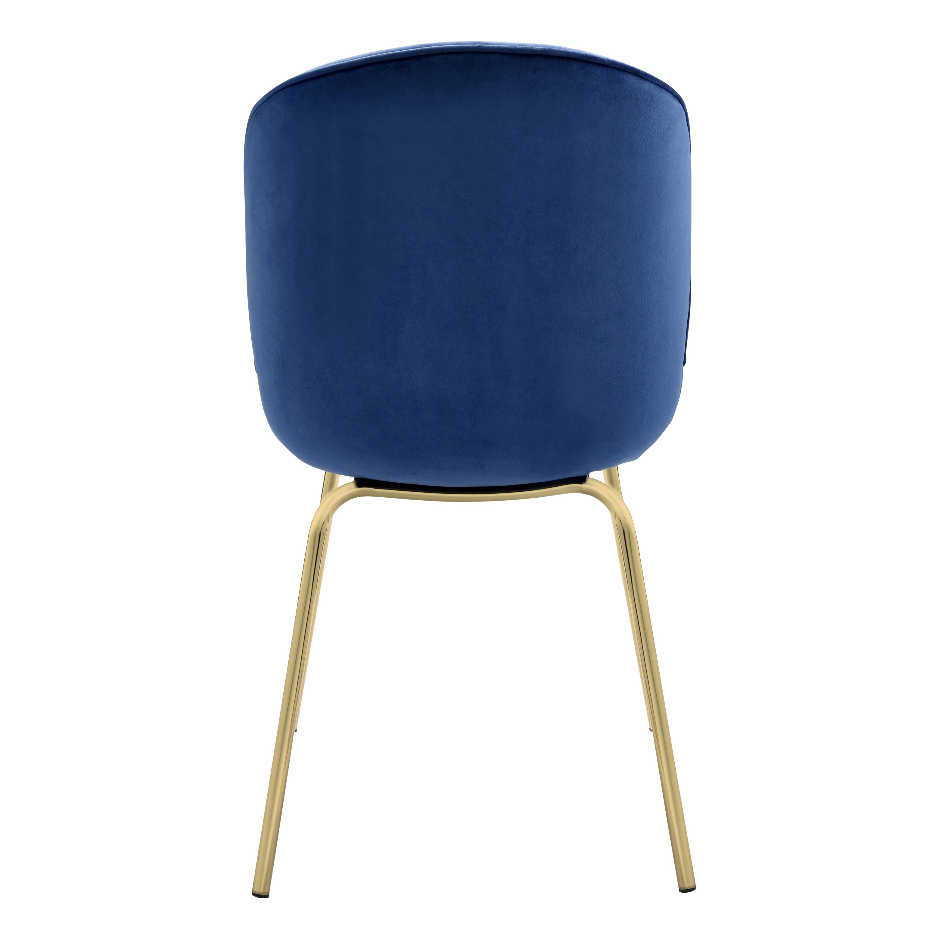 Blue and Gold Solid Back Side Chairs (Set of 2)