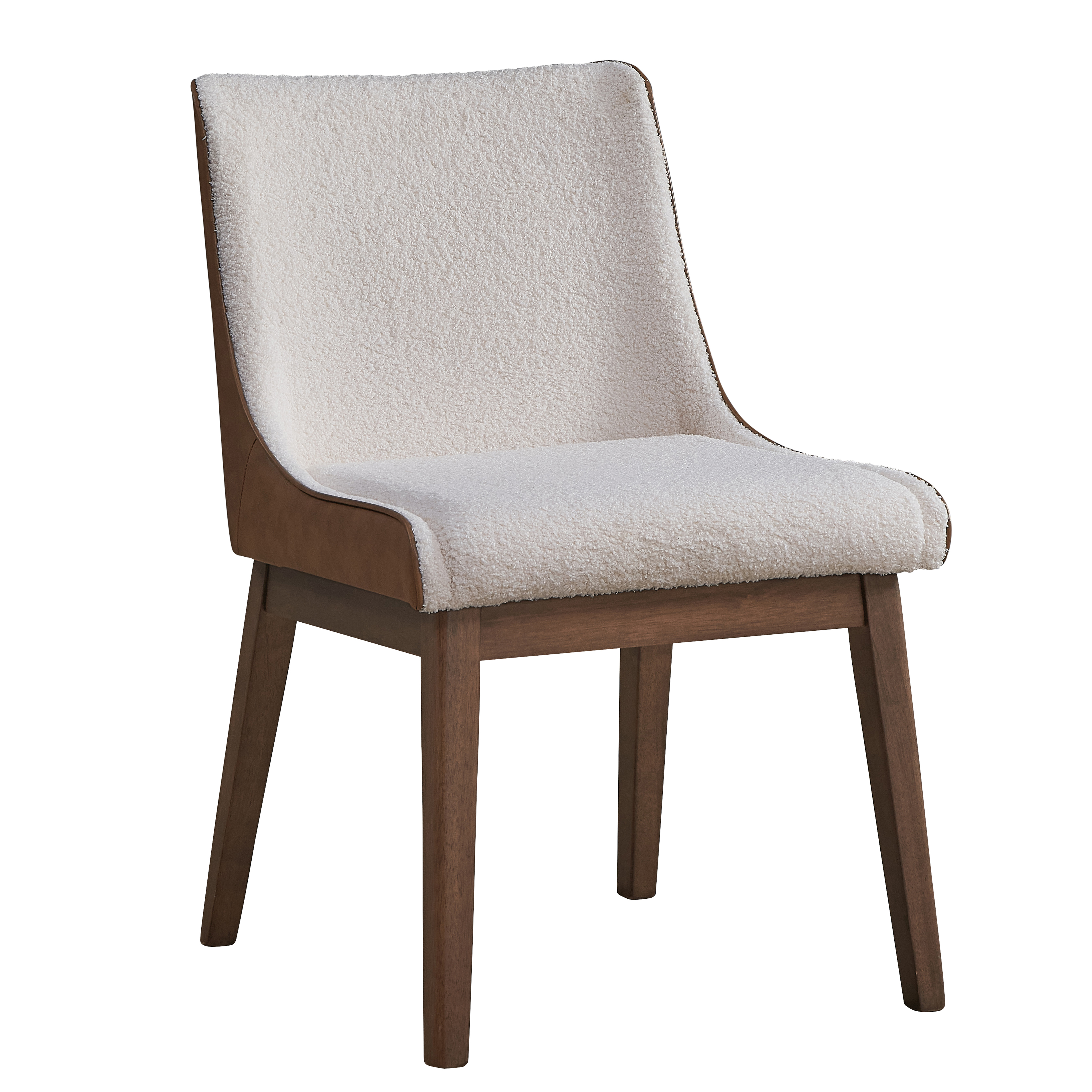 Chaise latérale blanche et brune (ensemble de 2)