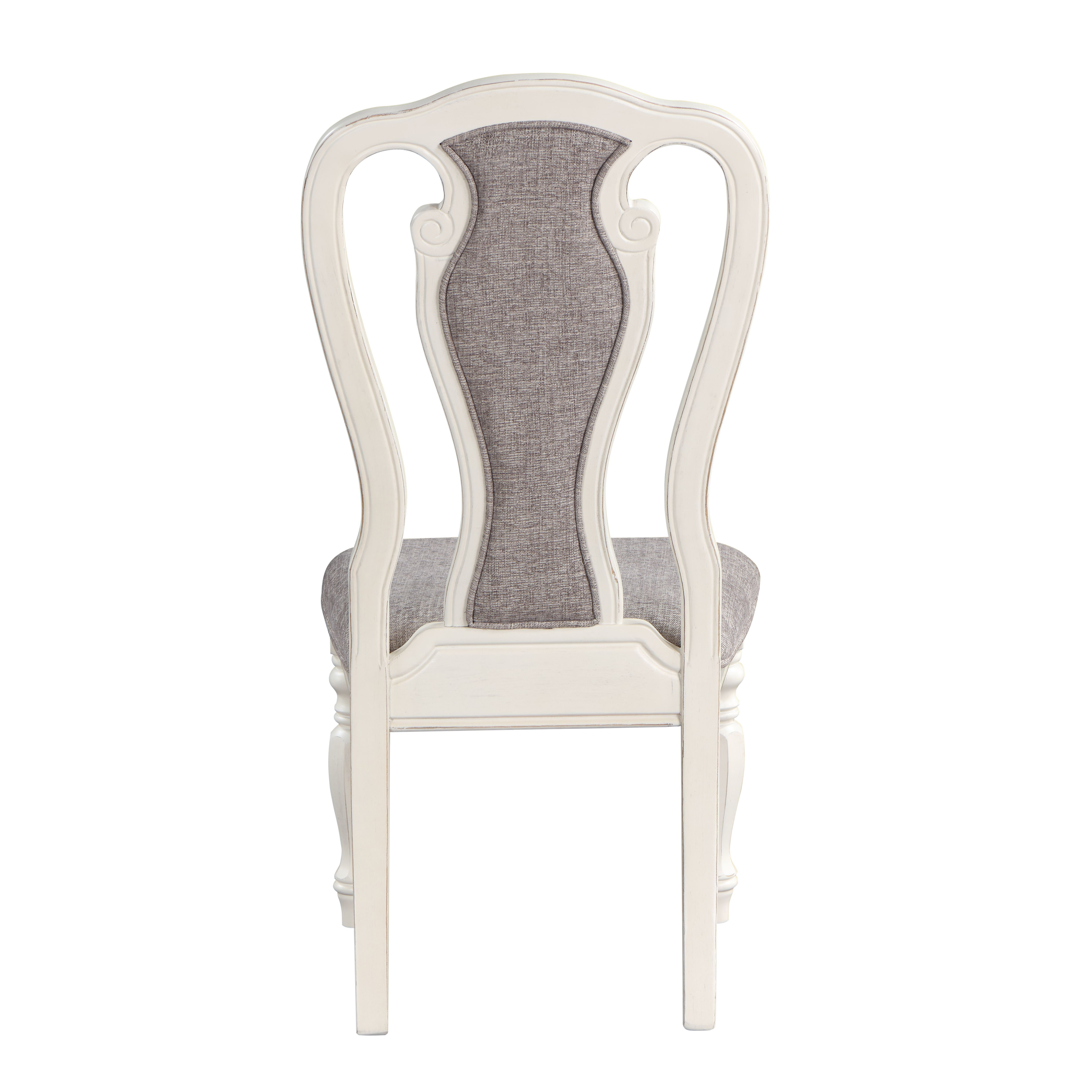 Grey and Antique White Padded Side Chair (Set of 2)