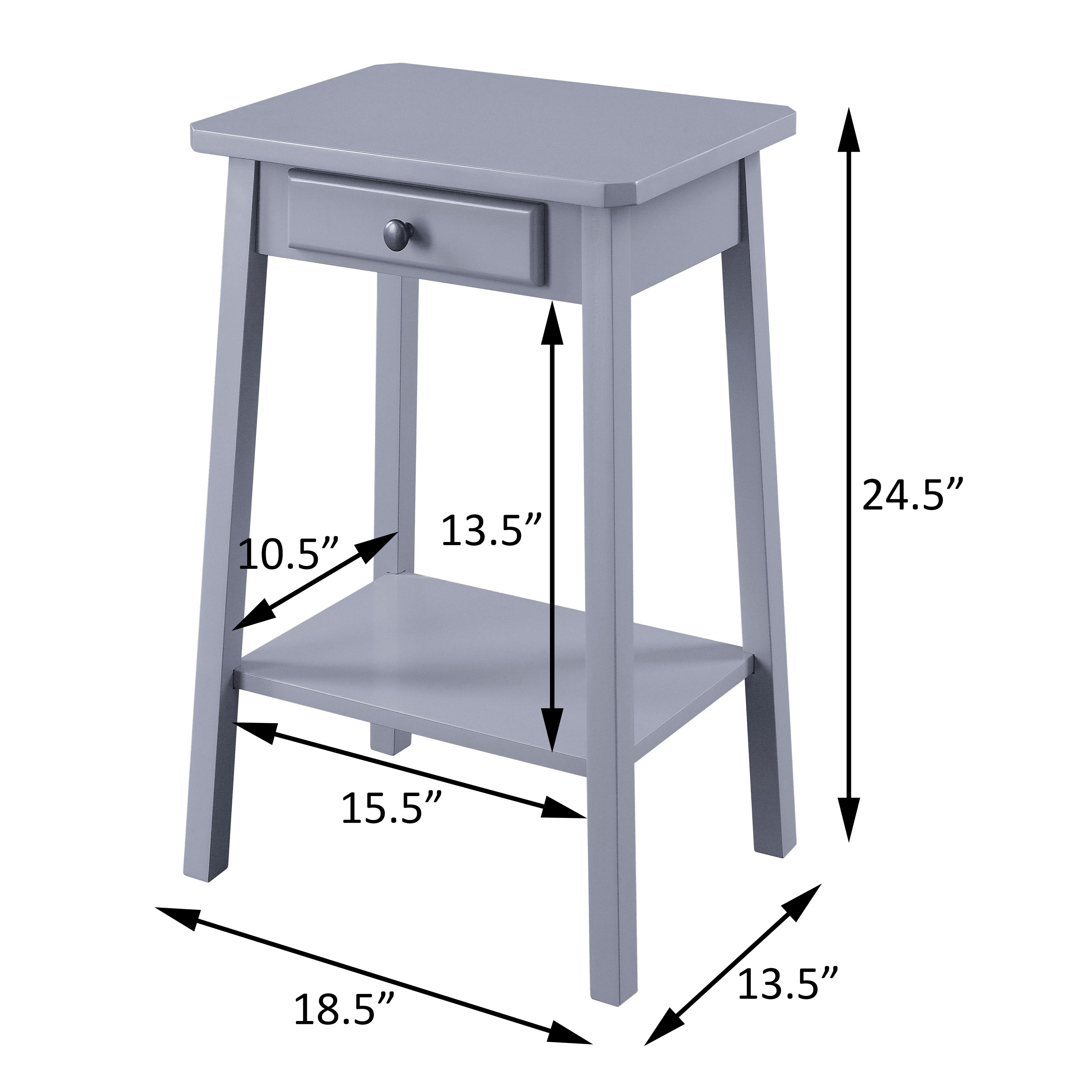 Grey End Table with Bottom Shelf