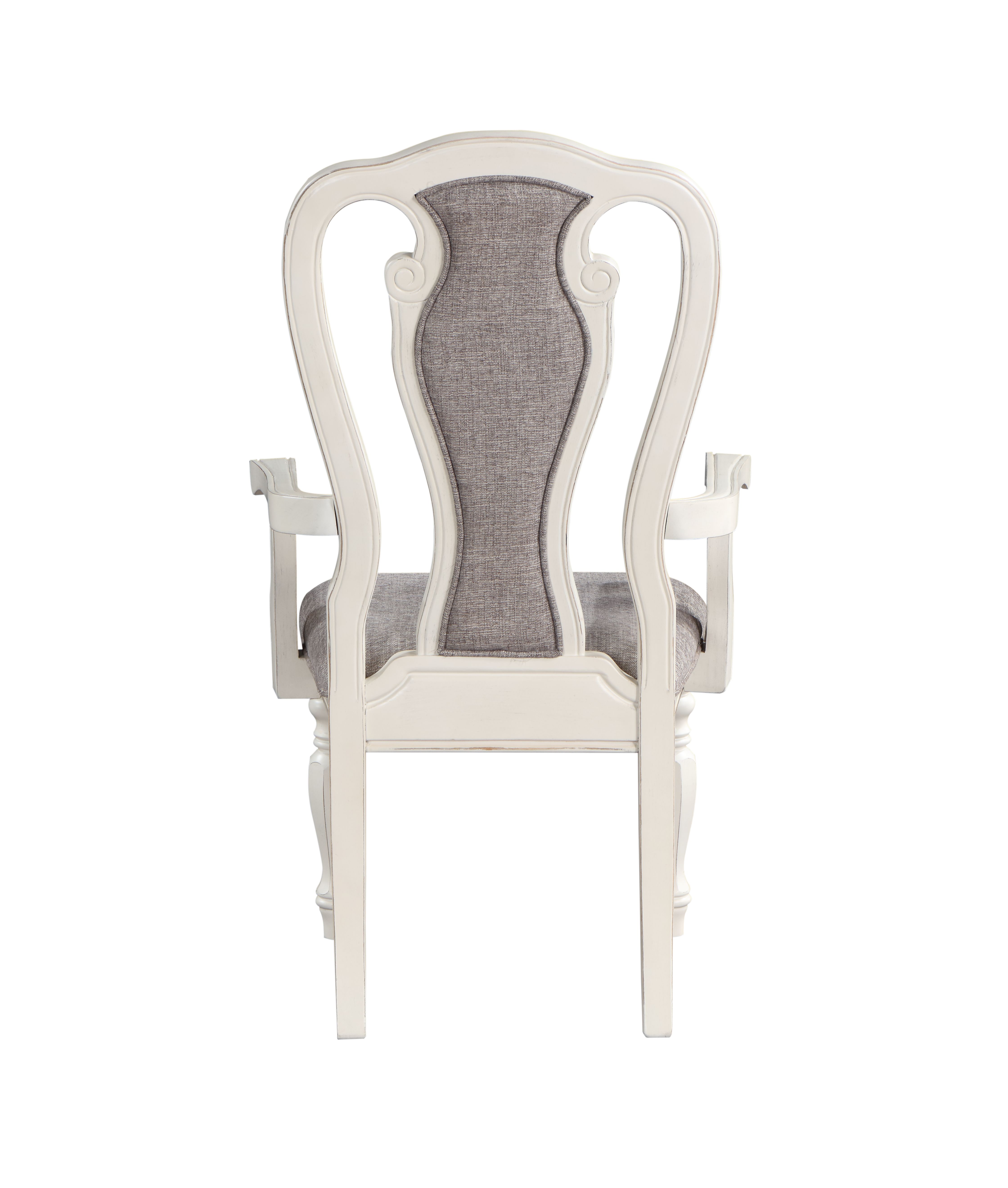 Grey and Antique White Padded Arm Chair (Set of 2)