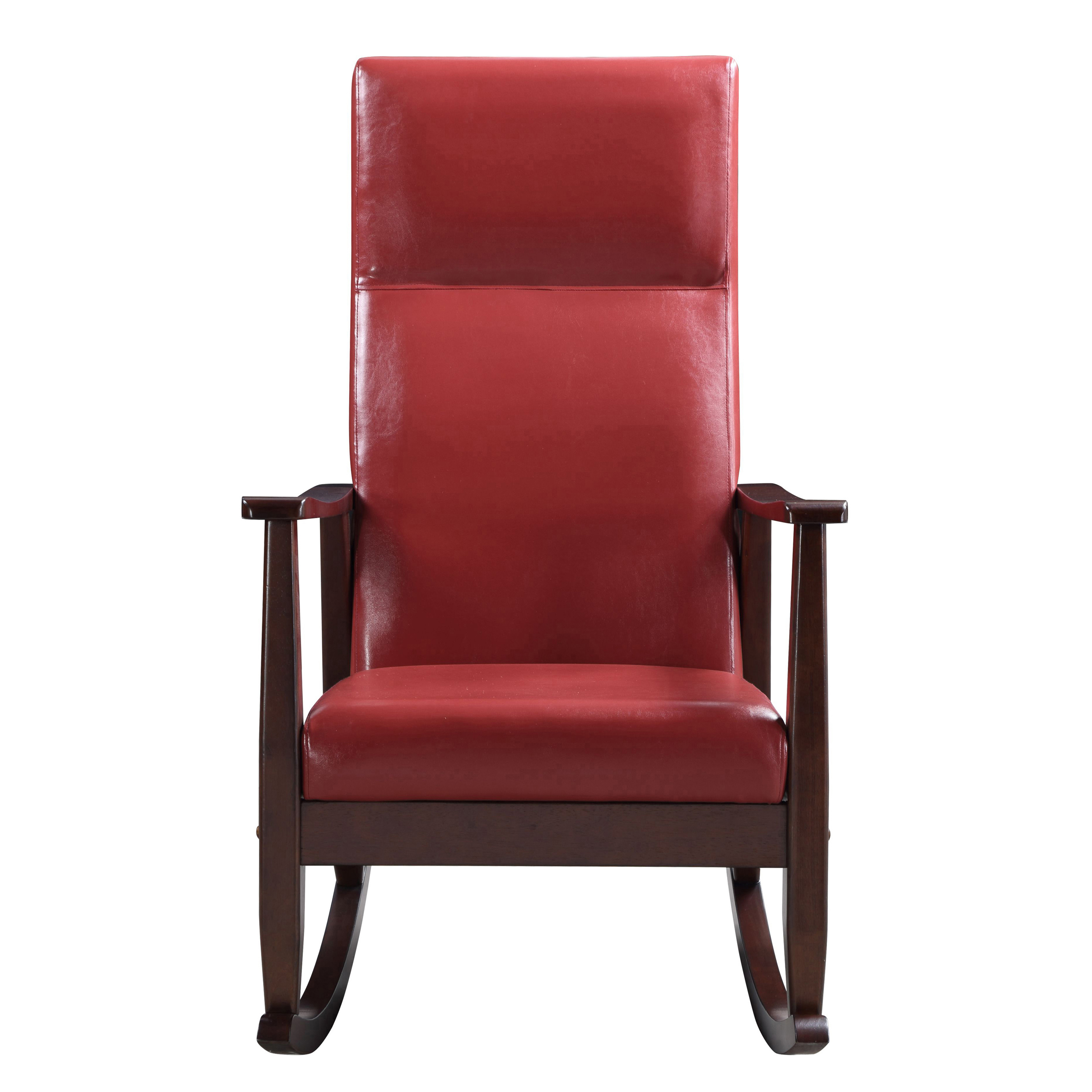 Red and Espresso Tight Cushion Rocking Chair