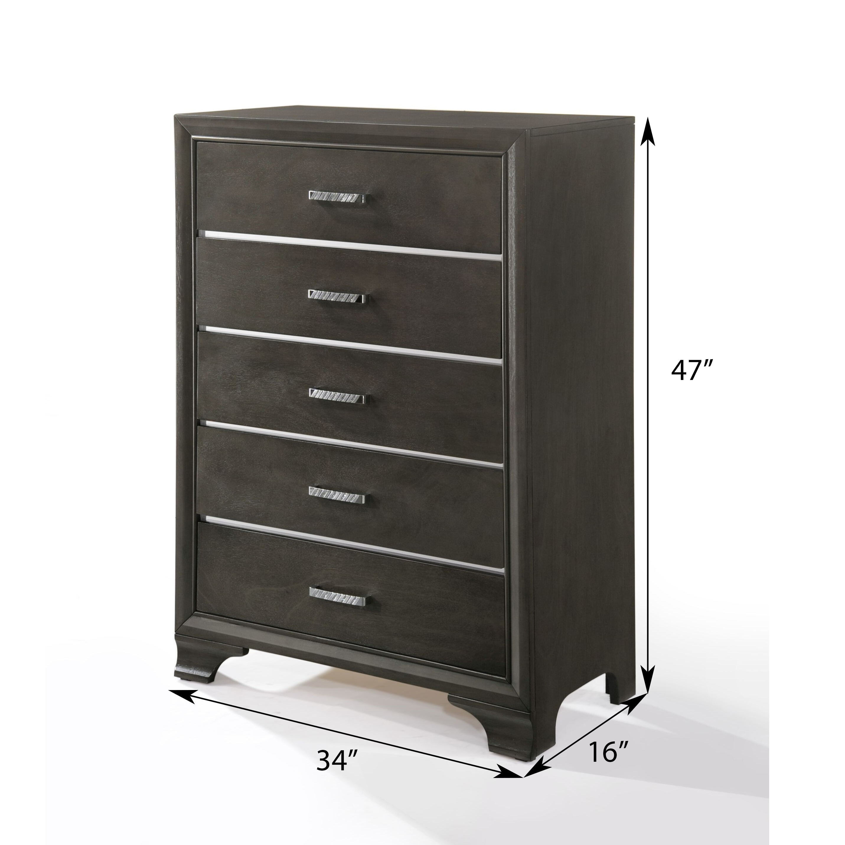 Grey 5-Drawer Chest