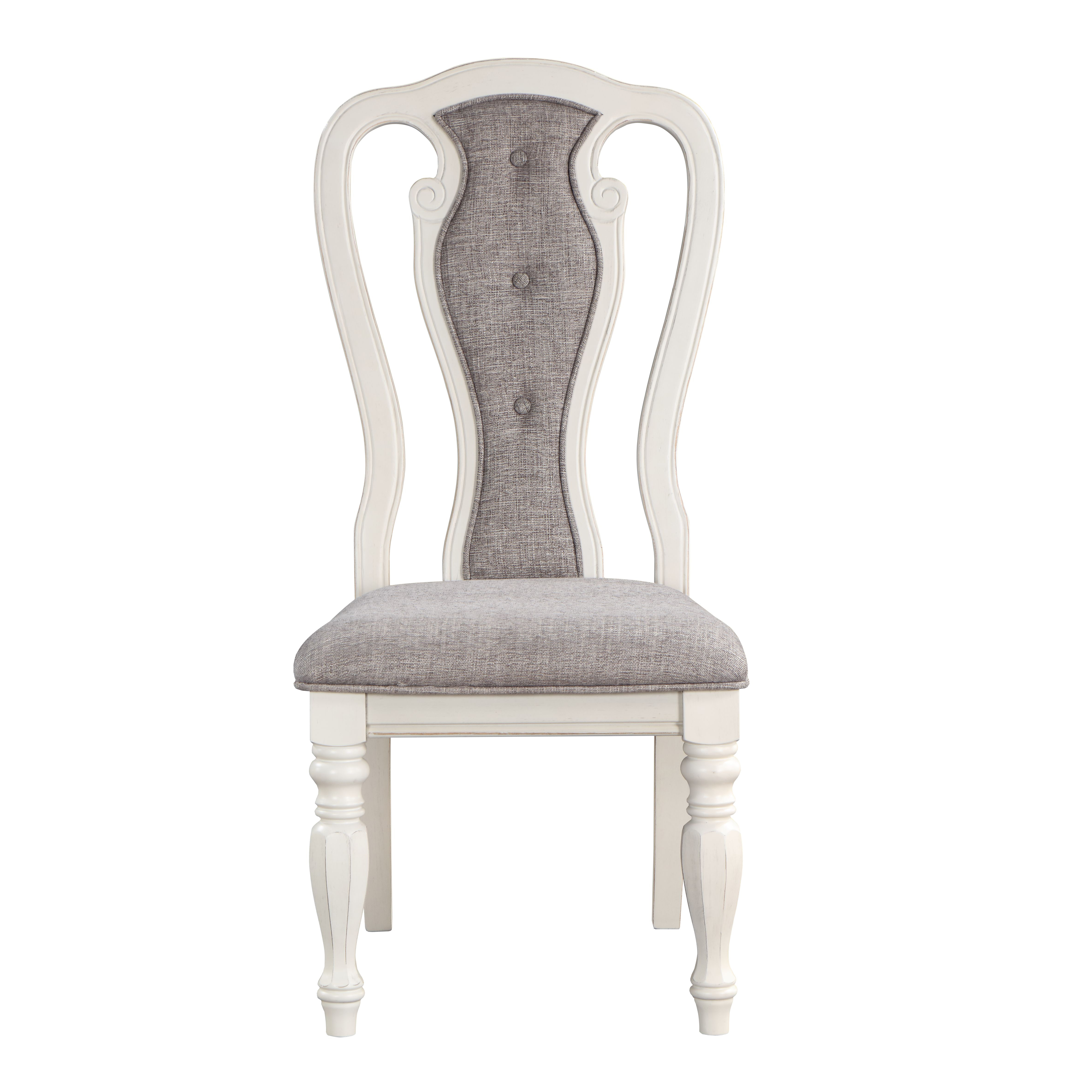 Grey and Antique White Padded Side Chair (Set of 2)