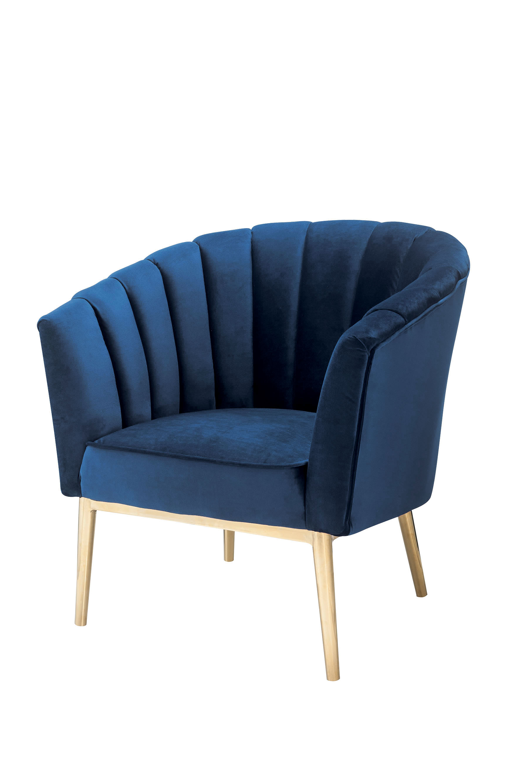 Midnight Blue and Gold Tufted Accent Chair