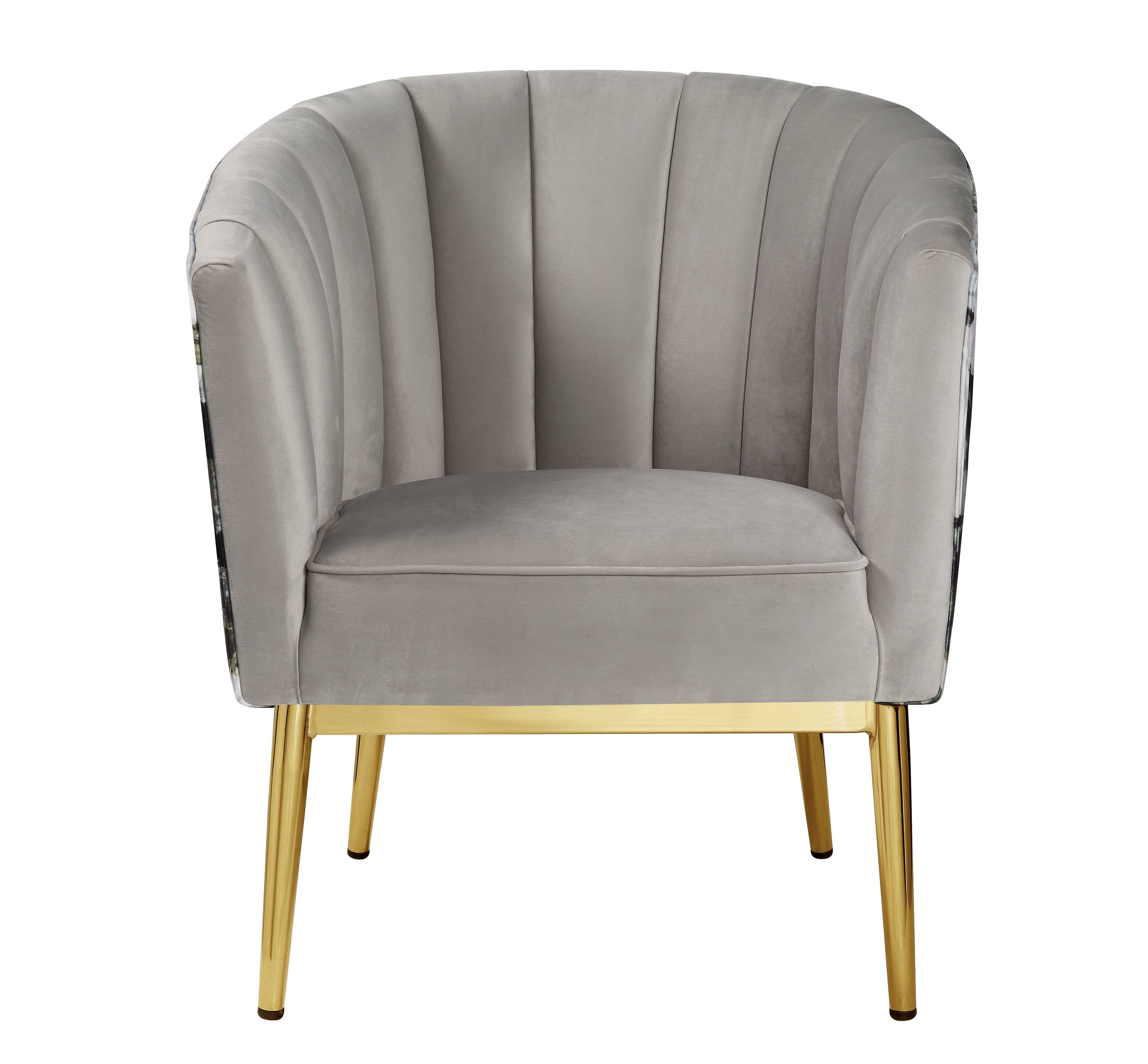 Grey and Gold Padded Accent Chair with Barrel Backrest