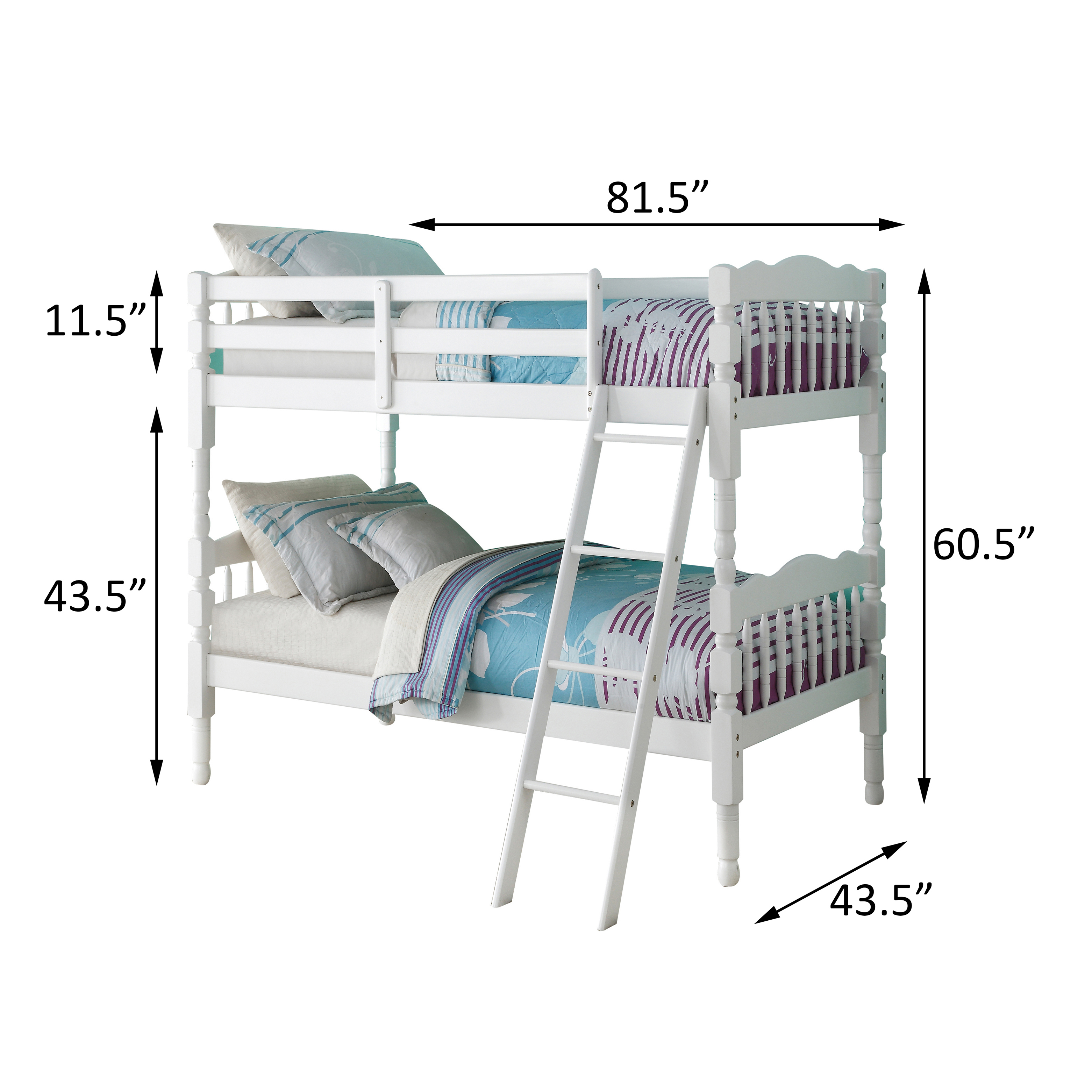 White Twin over Twin Bunk Bed