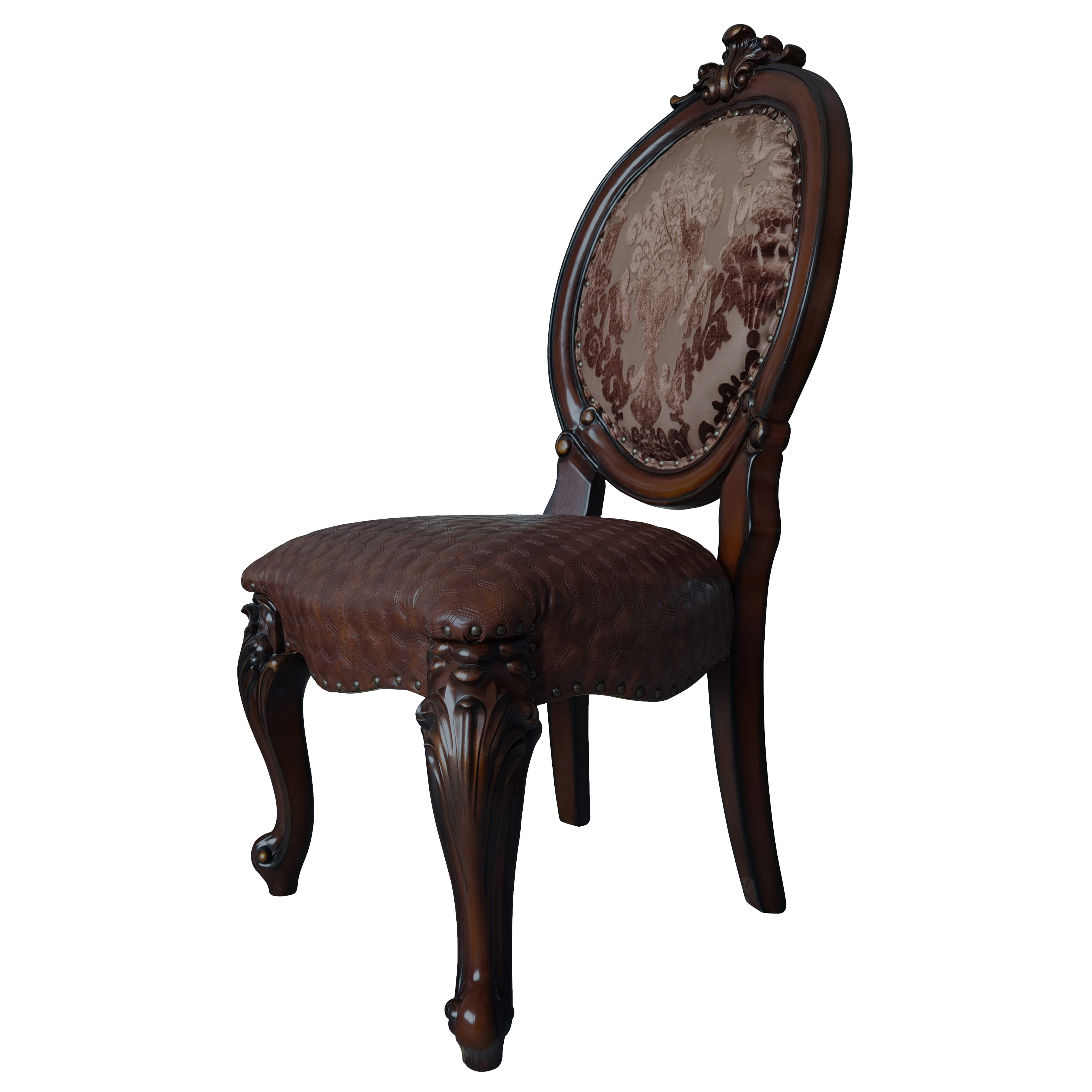 Brown and Cherry Oval Back Side Chairs (Set of 2)