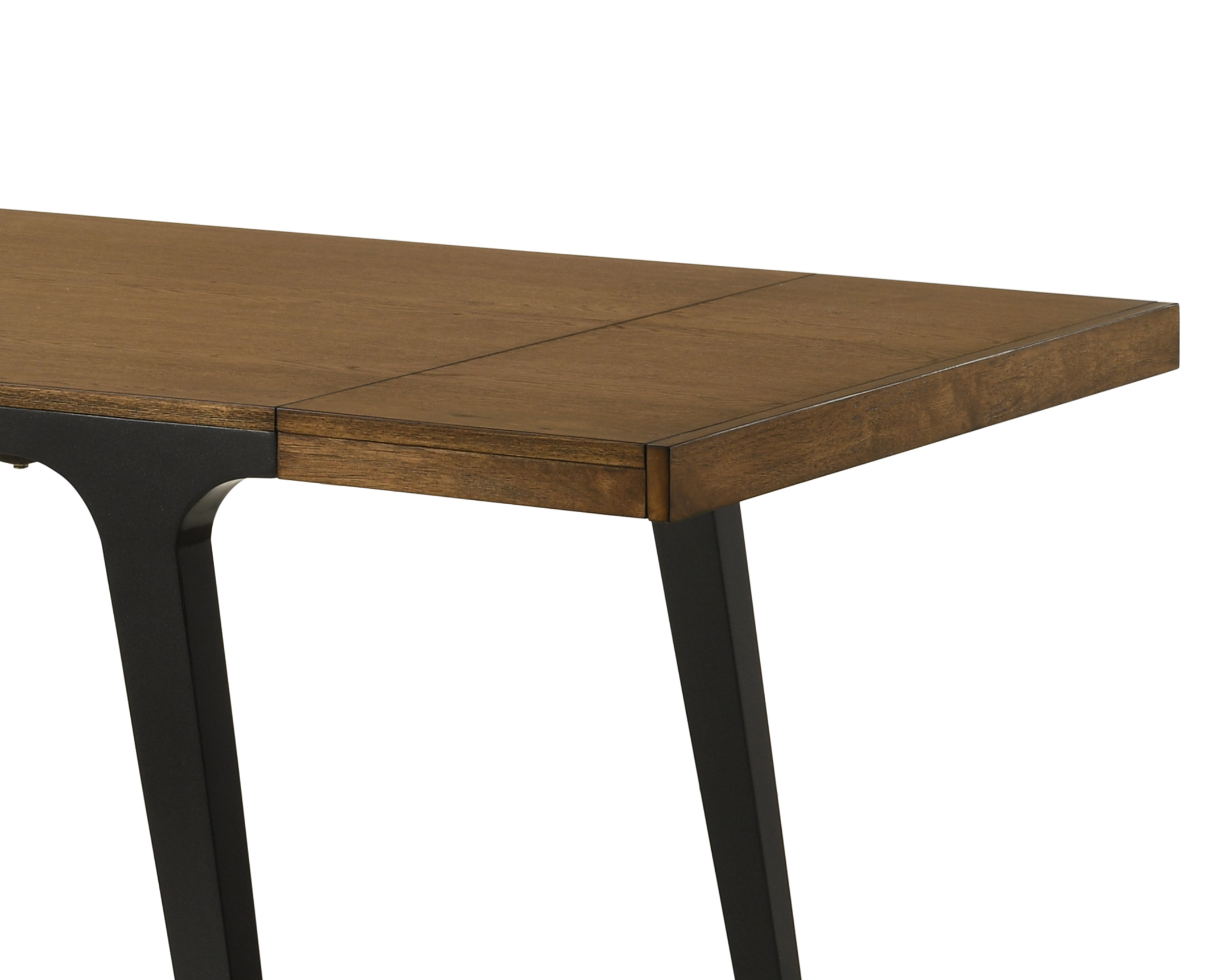 Walnut and Black Extendable Dining Table with 2 Leaf