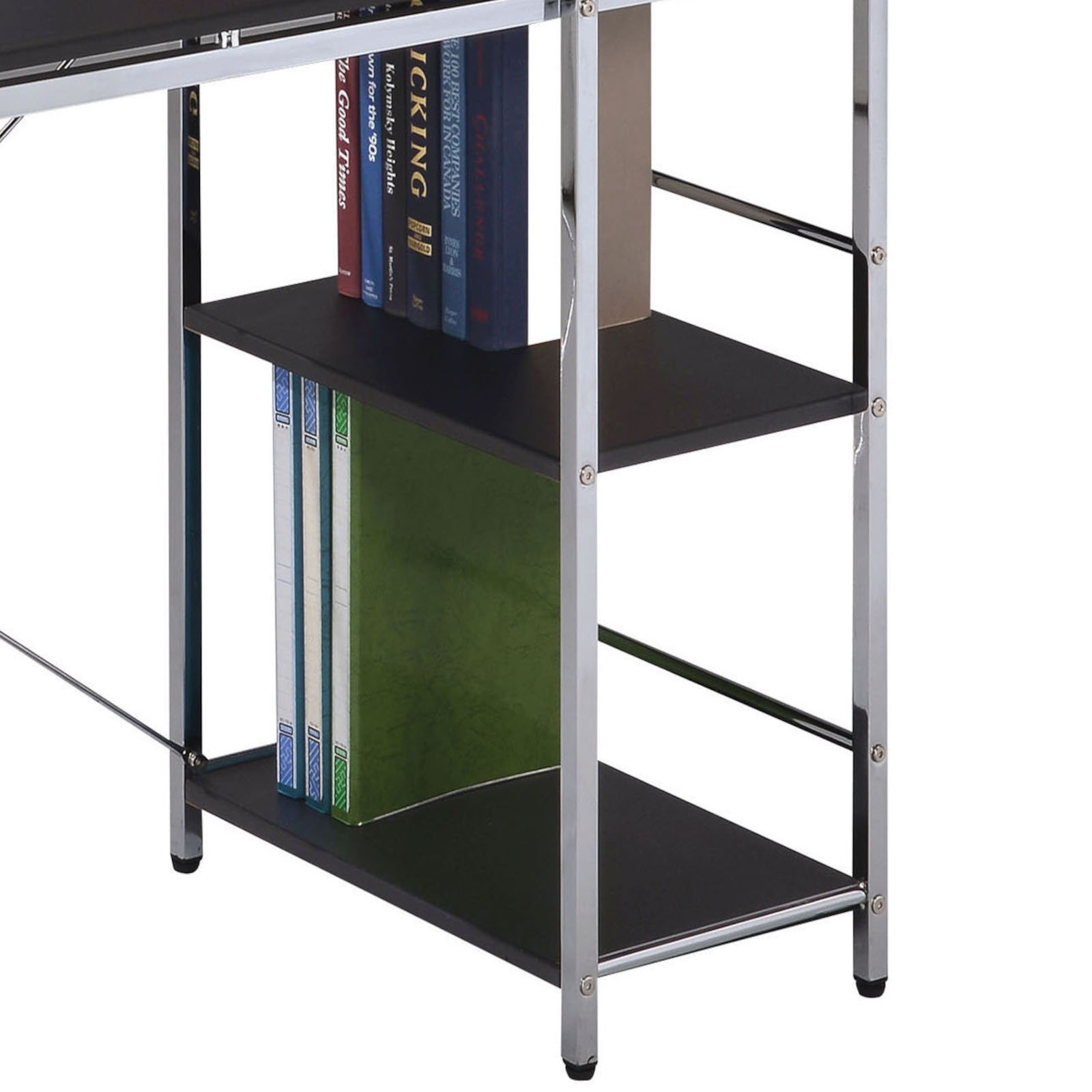 Black and Chrome Writing Desk with Shelf