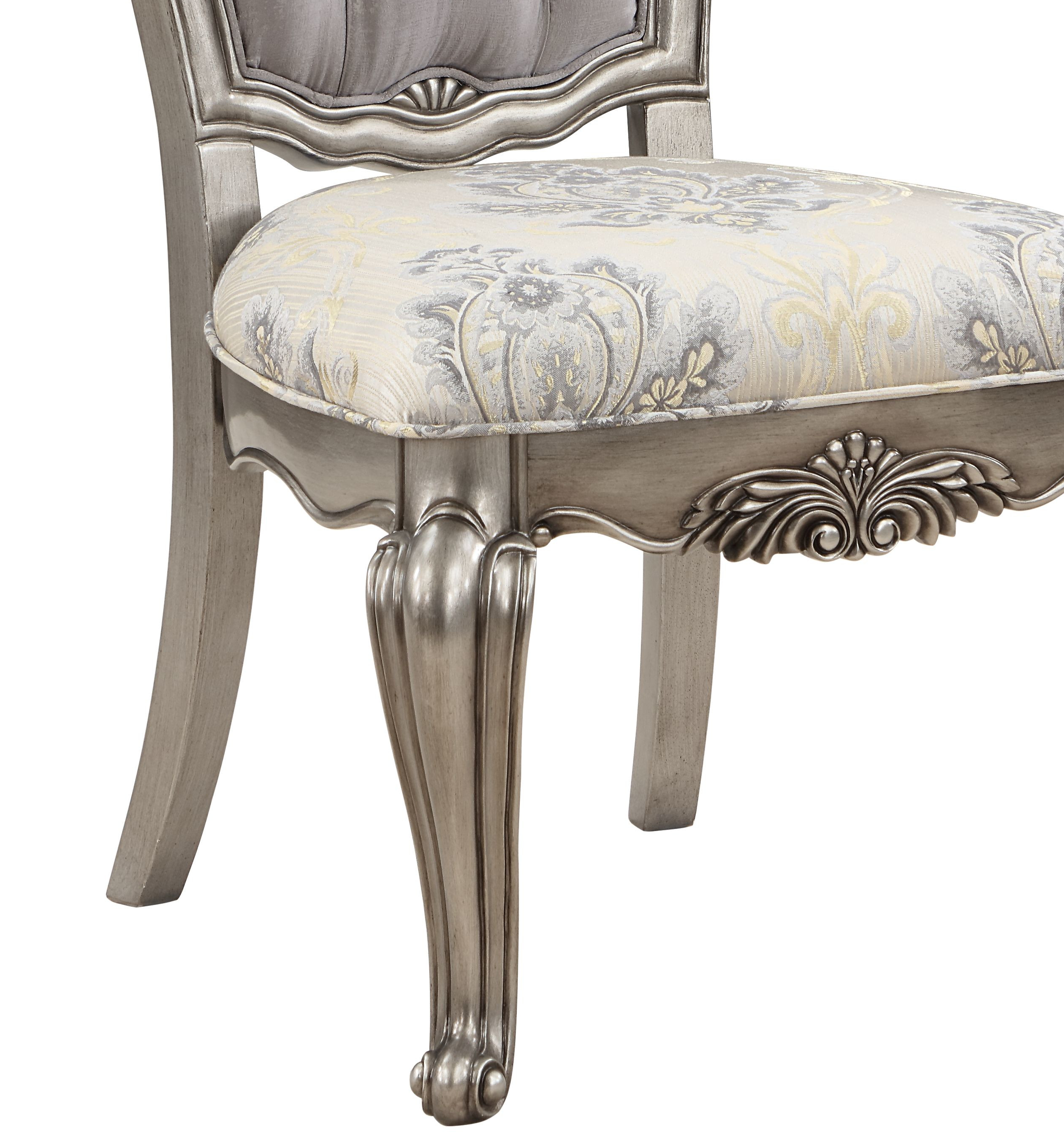 Beige and Platinum Tufted Arm Chair (Set of 2)