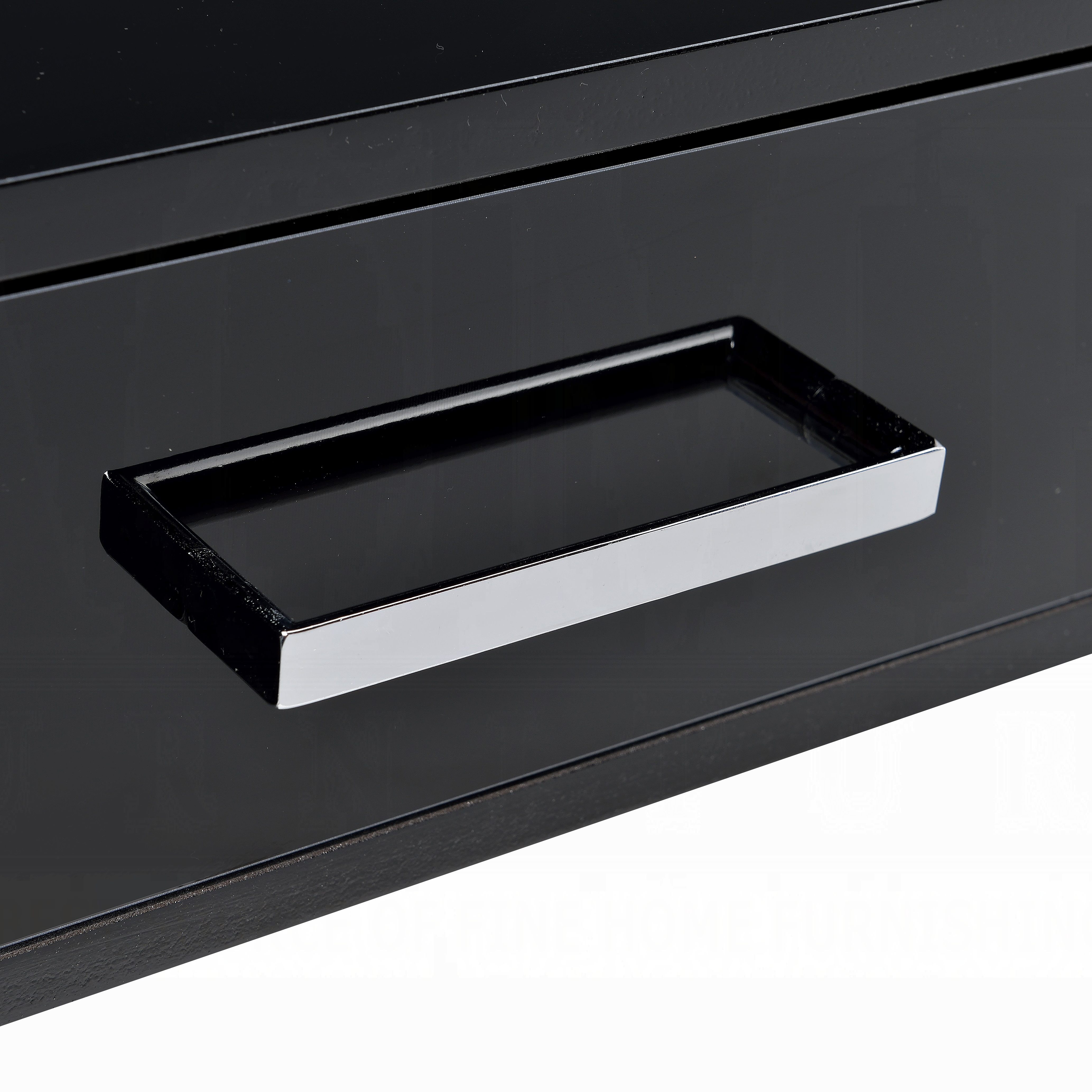 Black High Gloss and Chrome 2-Drawer Writing Desk