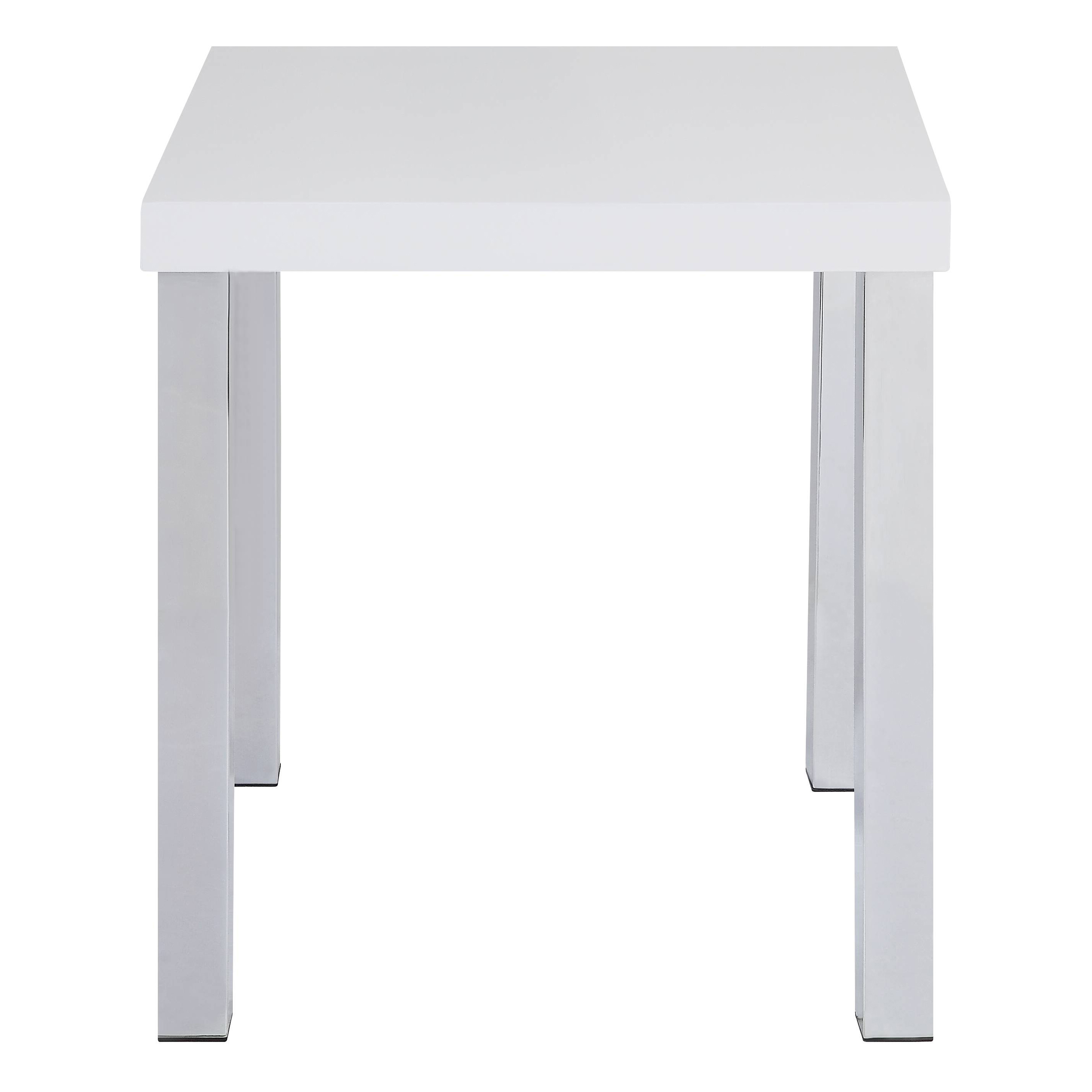 White High Gloss and Chrome End Table