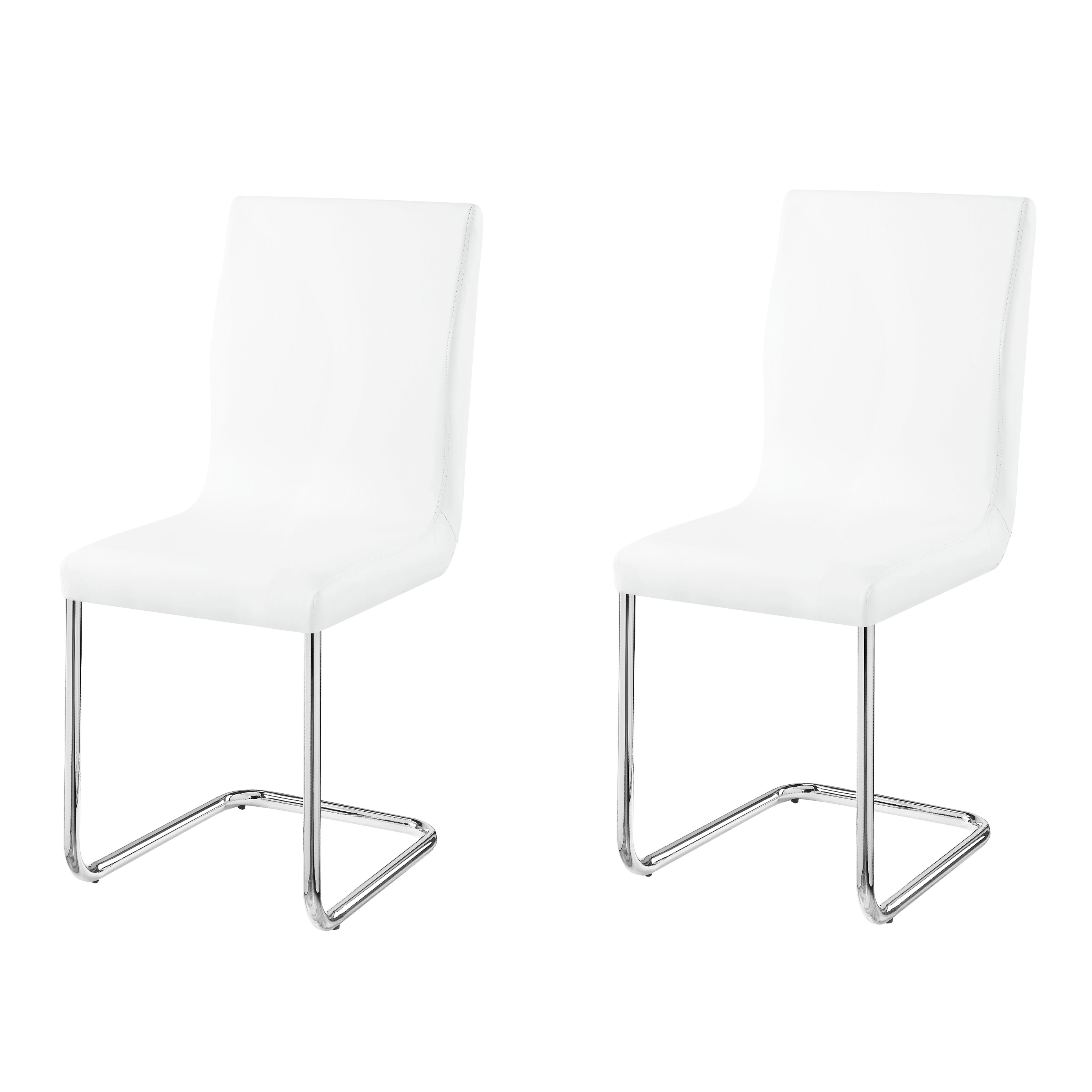 White and Chrome Side Chairs with Metal Sled Base (Set of 2)