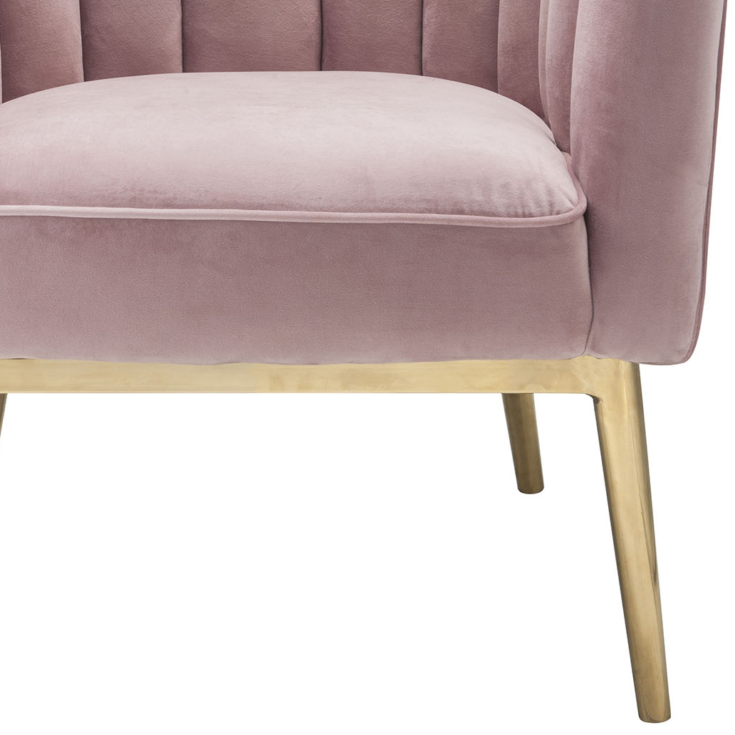 Blush Pink and Gold Tufted Accent Chair