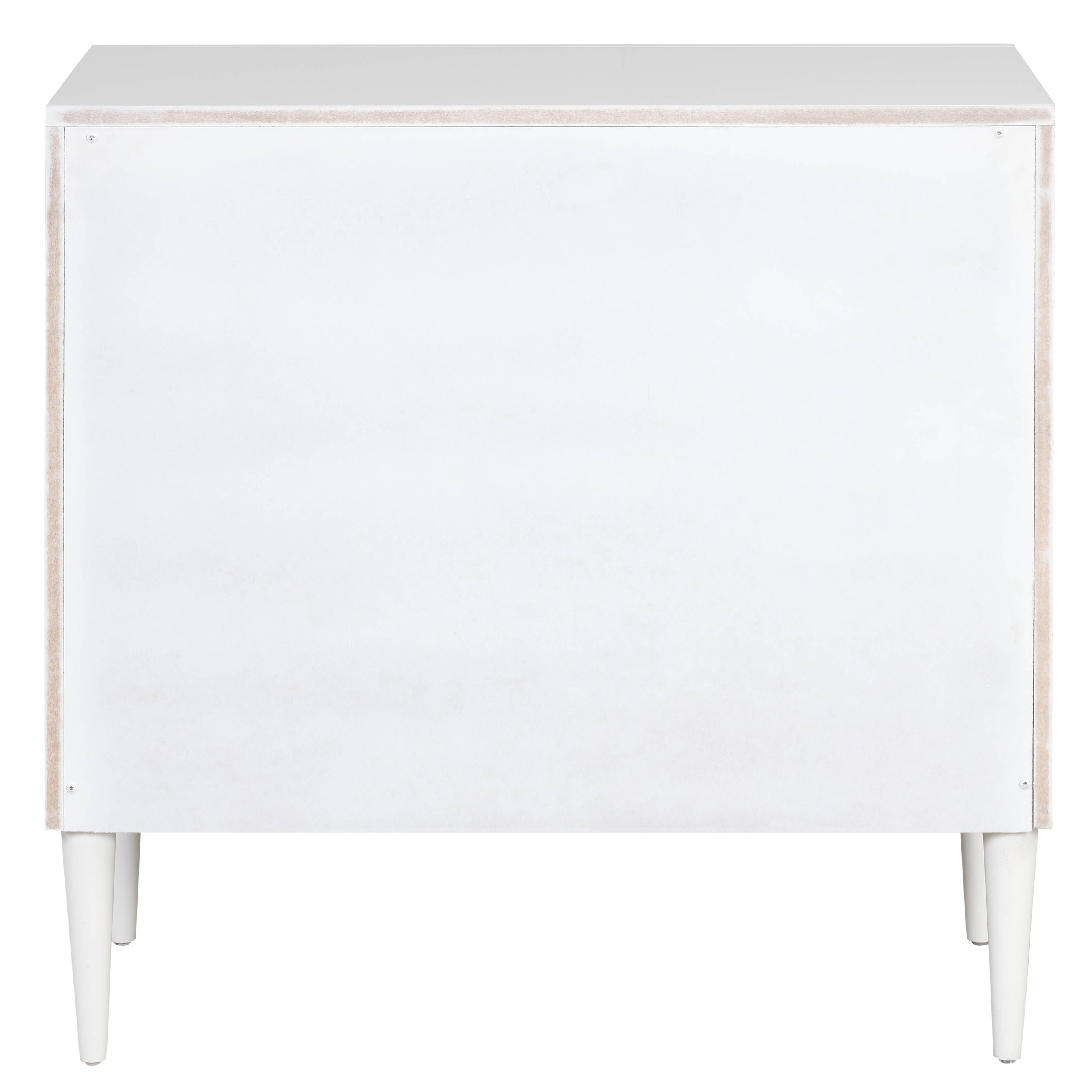 White and Black Accent Nightstand with 2 Drawers