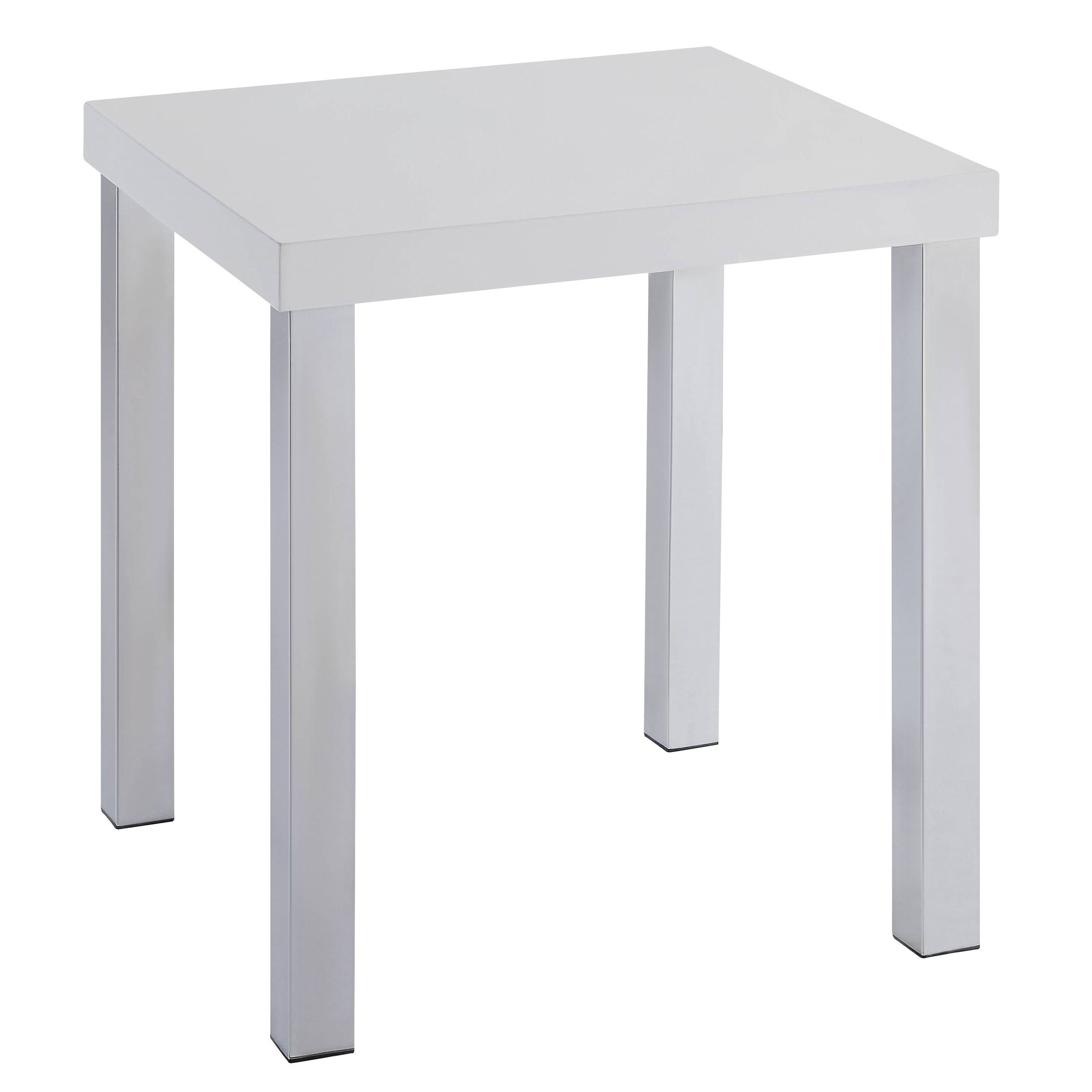 White High Gloss and Chrome End Table