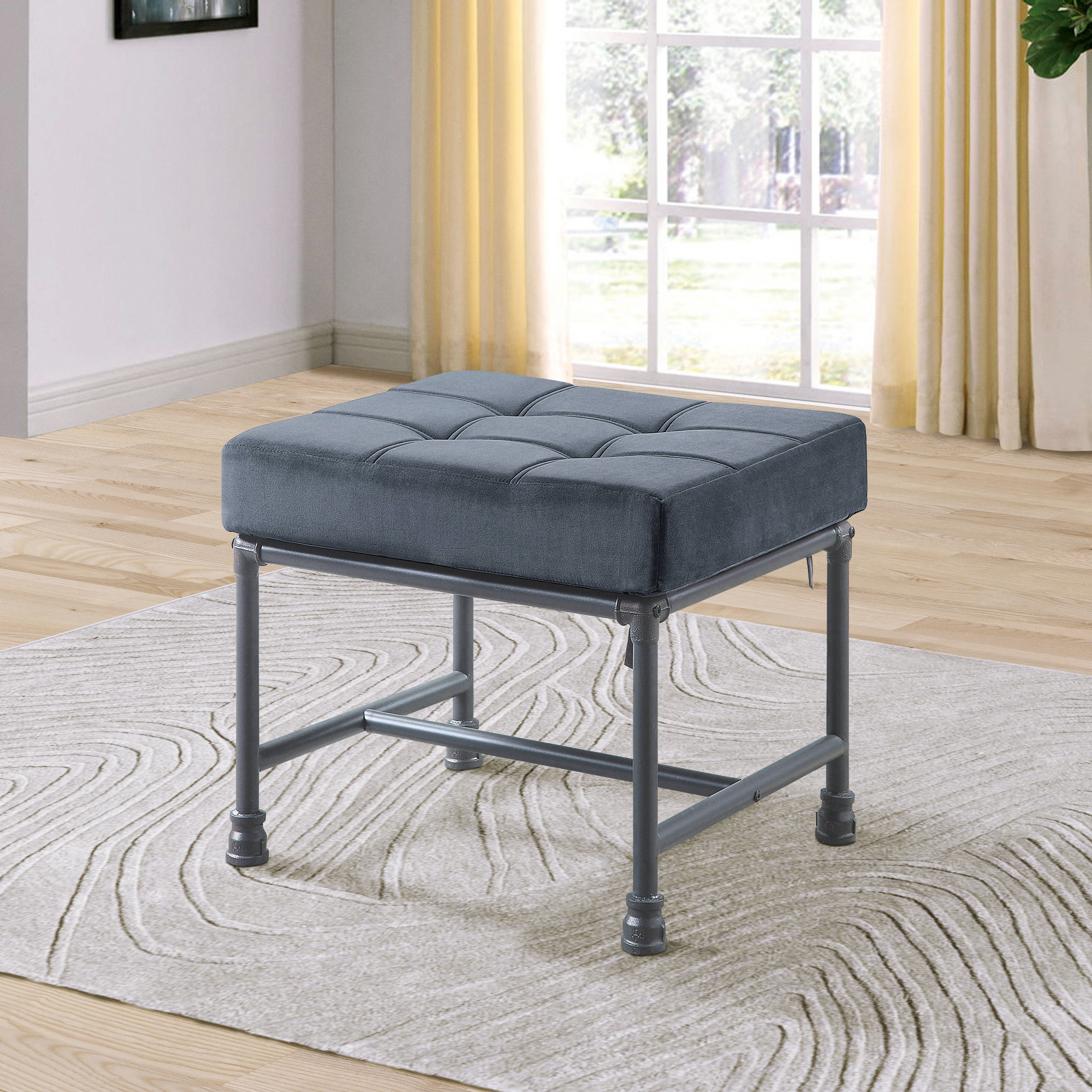 Grey and Sandy Grey Rectangle Ottoman