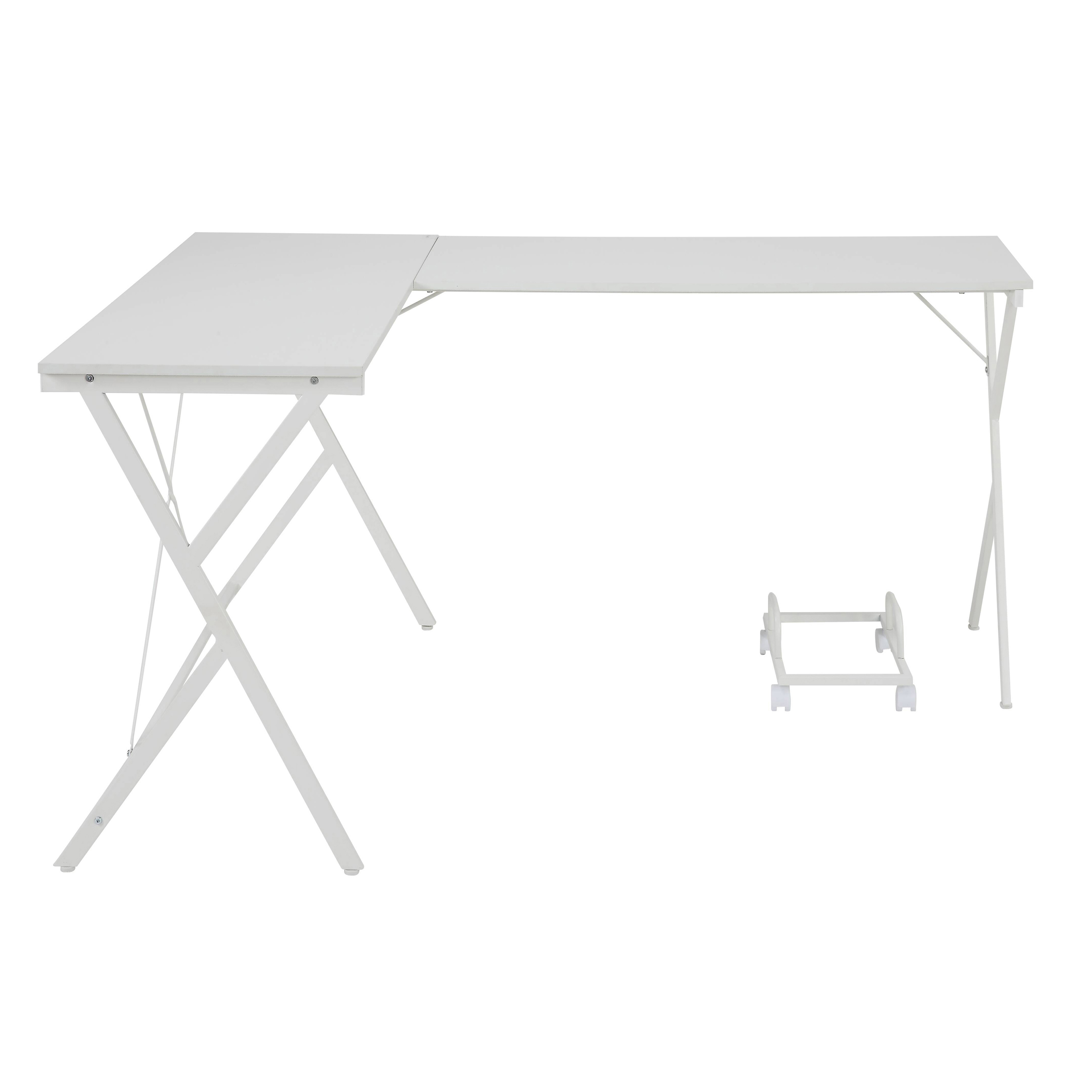 White L-shaped Computer Desk with CPU Holder