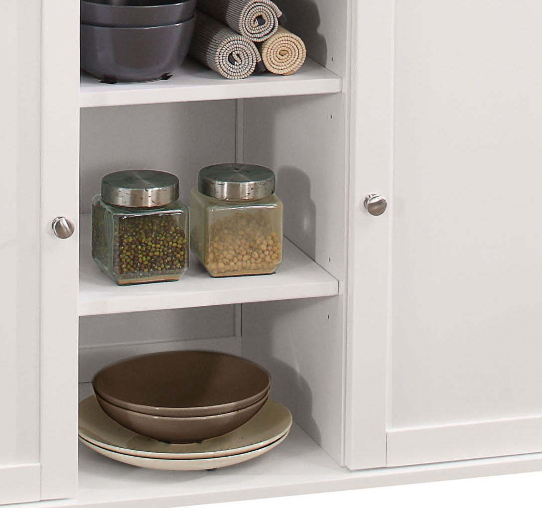 Natural and White 2-Door Kitchen Cart with 2 Drawers