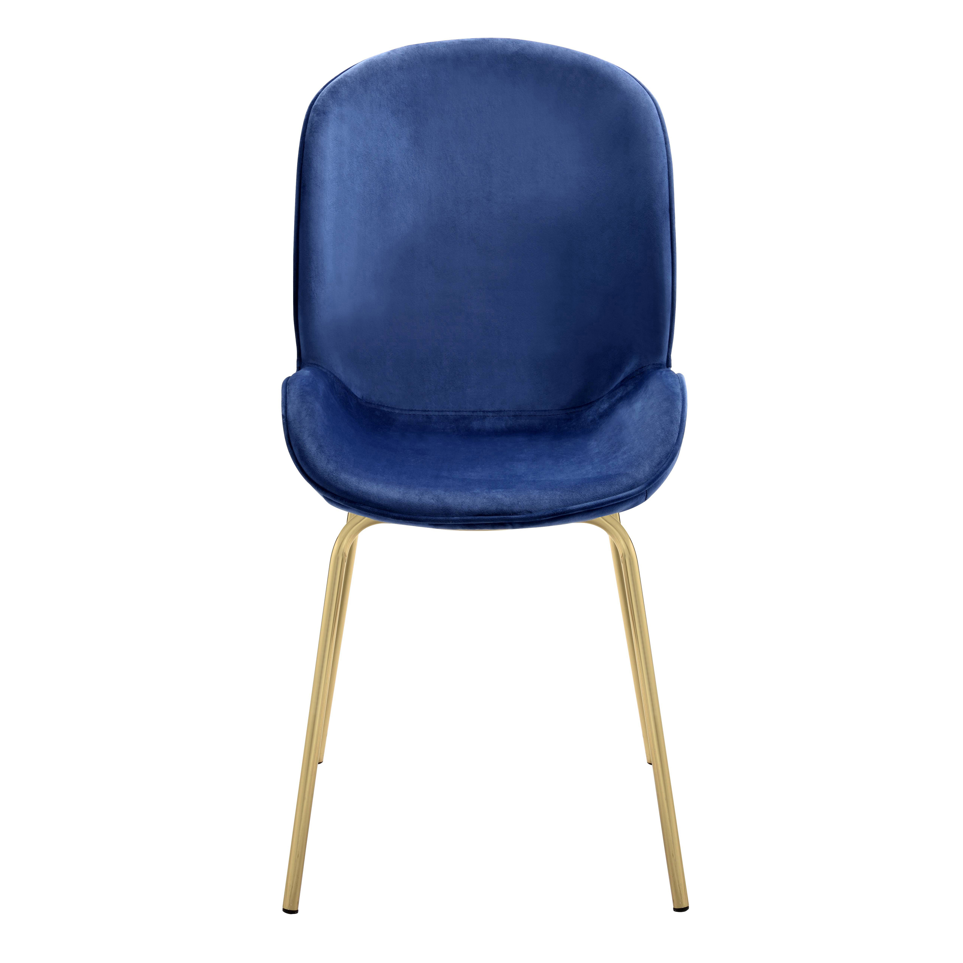 Blue and Gold Solid Back Side Chairs (Set of 2)