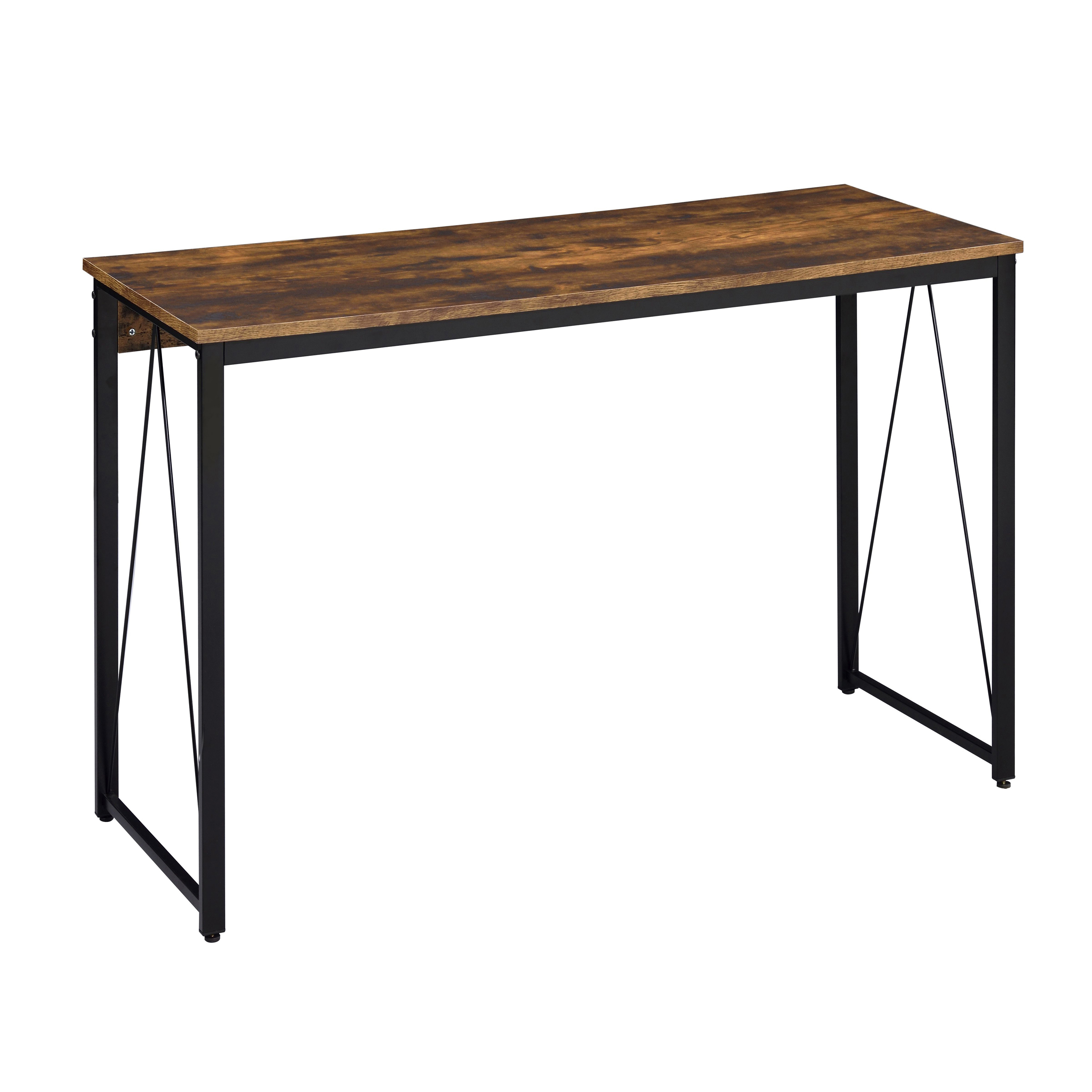 Weathered Oak and Black 47.5" Writing Desk with Metal Sled Base