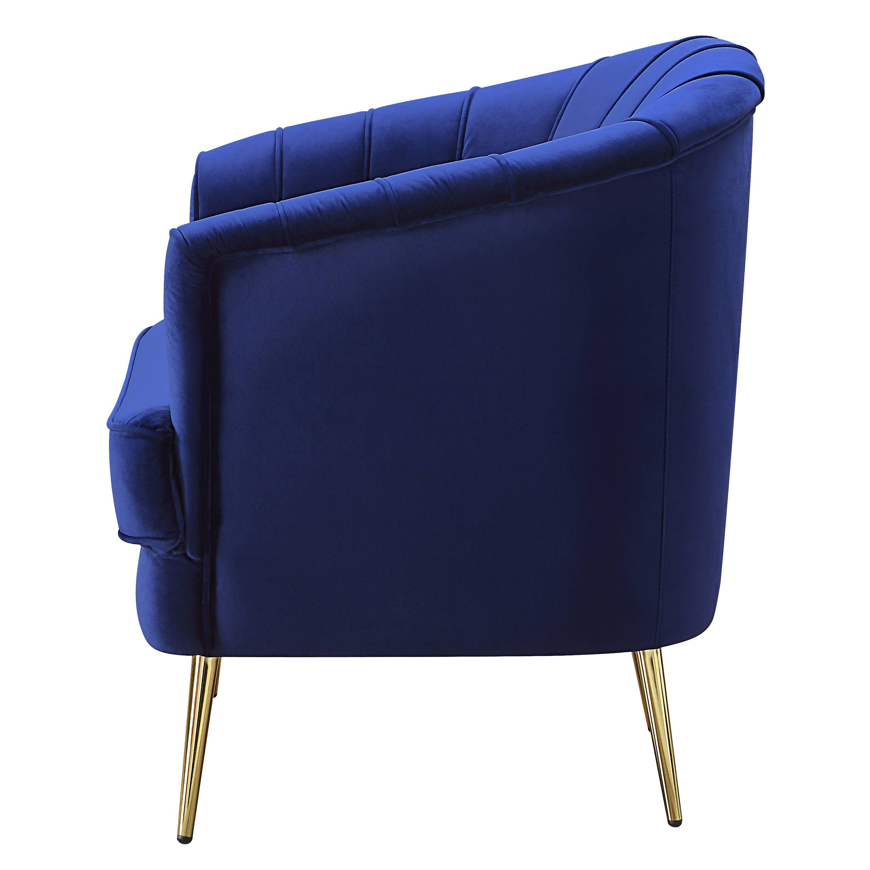 Blue and Gold Tufted Back Accent Chair