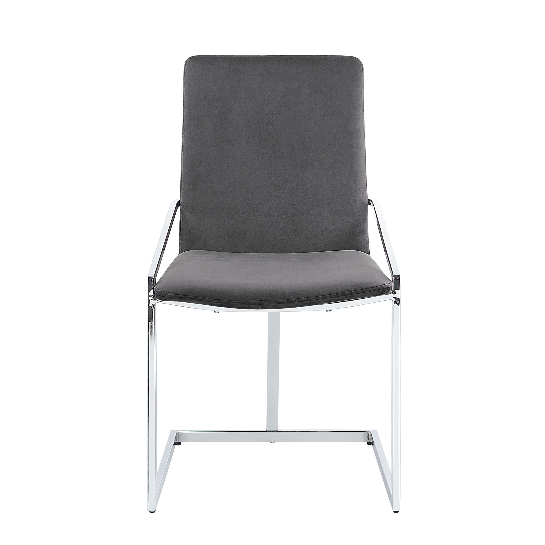 Grey and Chrome Side Chair with Metal Base (Set of 2)