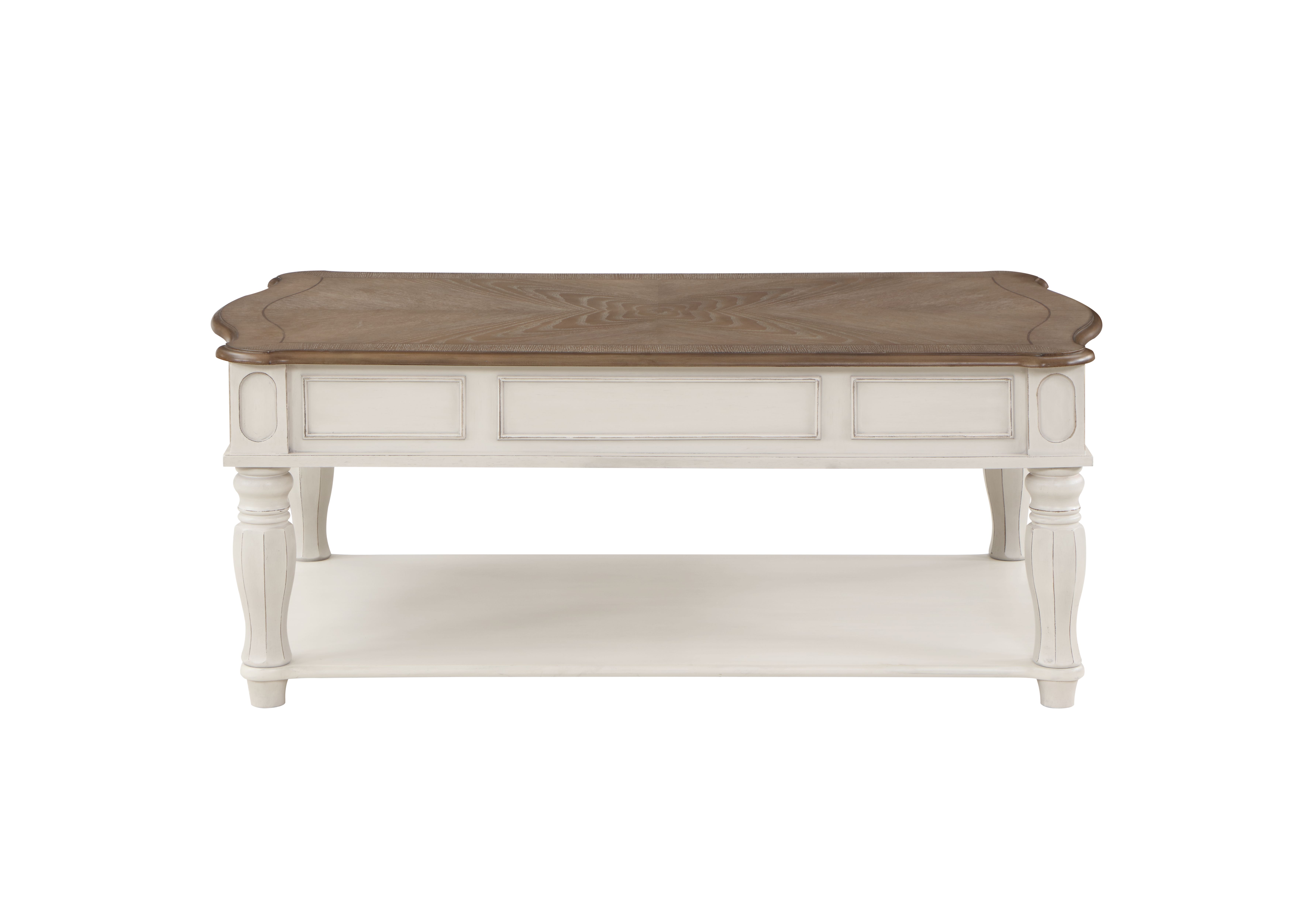 Oak and Antique White Coffee Table with Lift Top