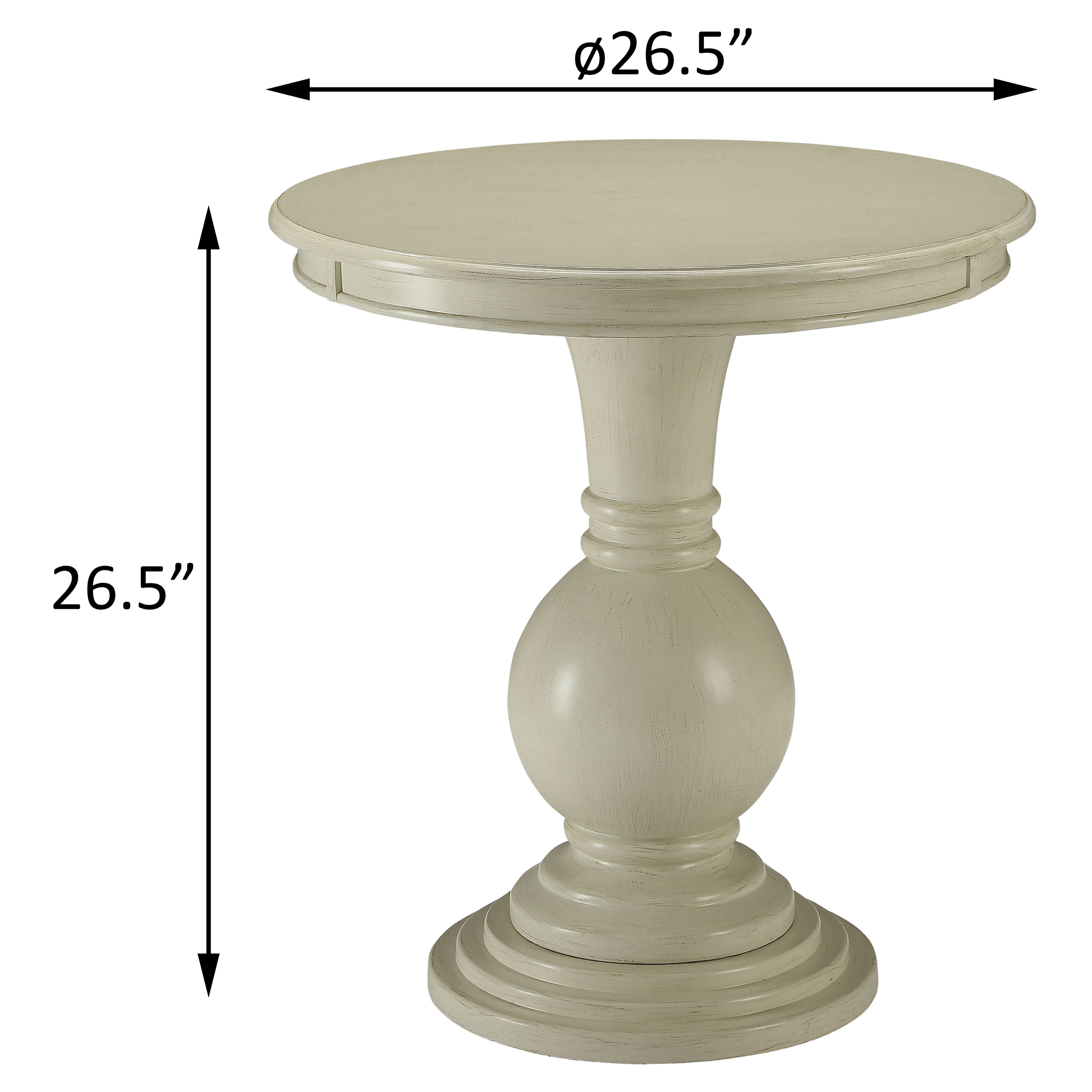 Antique White Accent Table with Pedestal Base