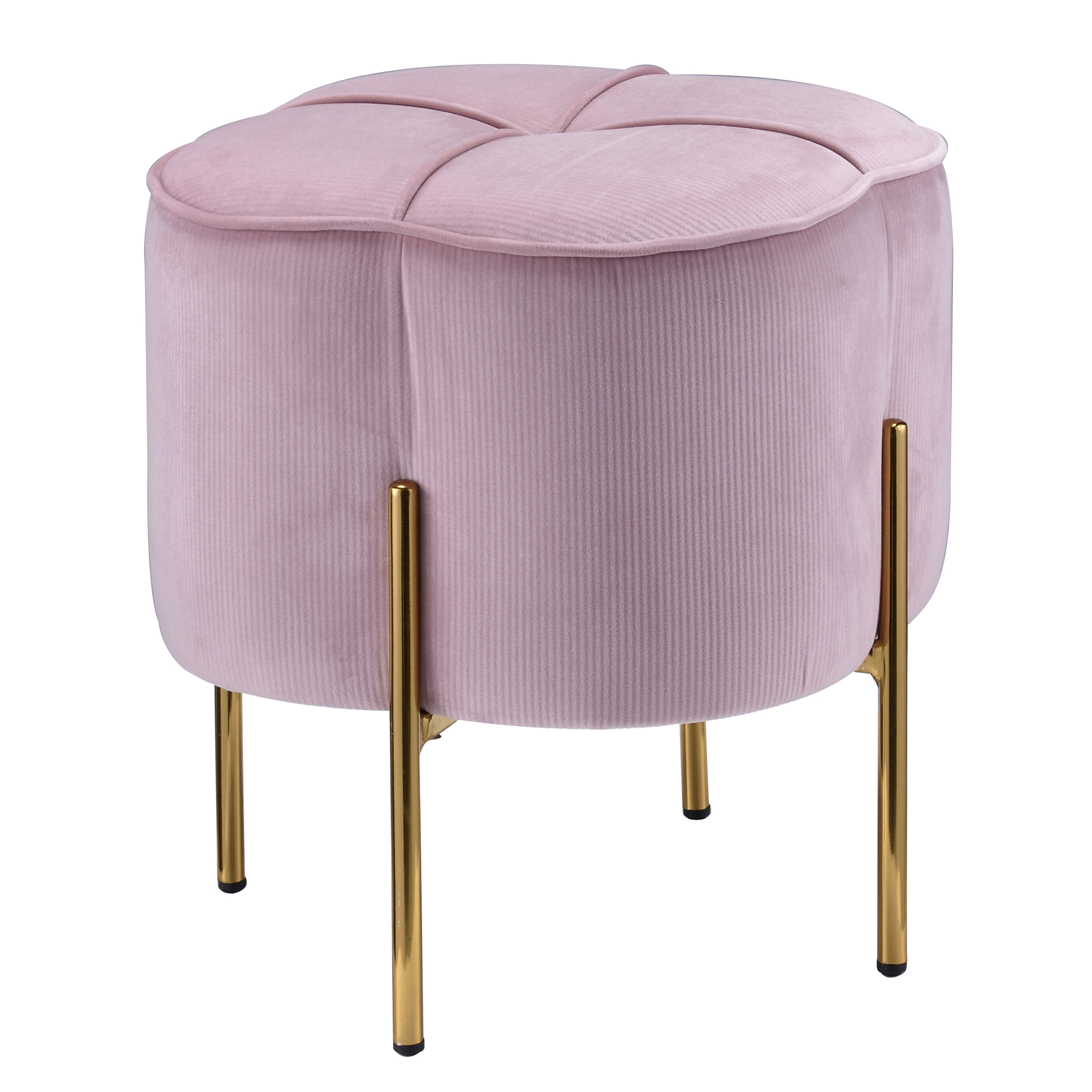 Blush Pink and Gold Round Ottoman